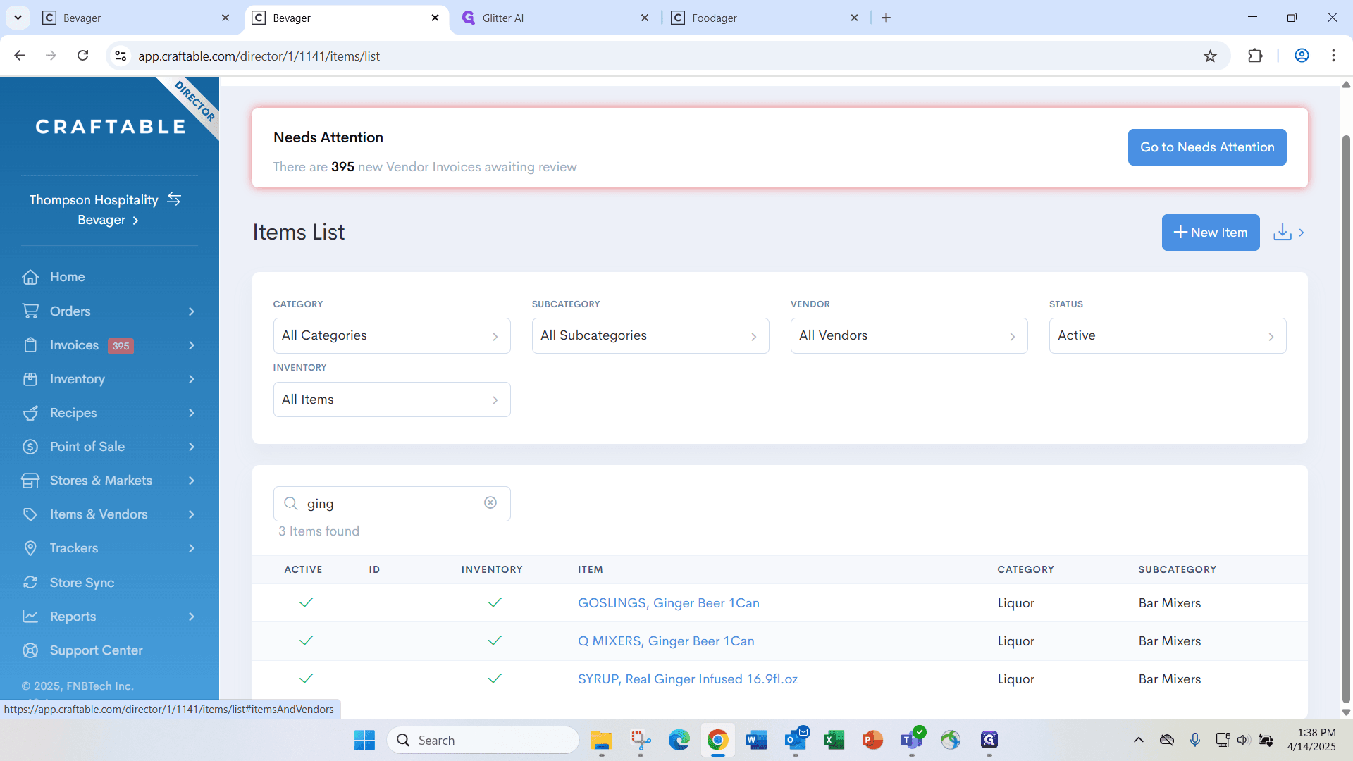 Step #25: Click on "Items & Vendors"