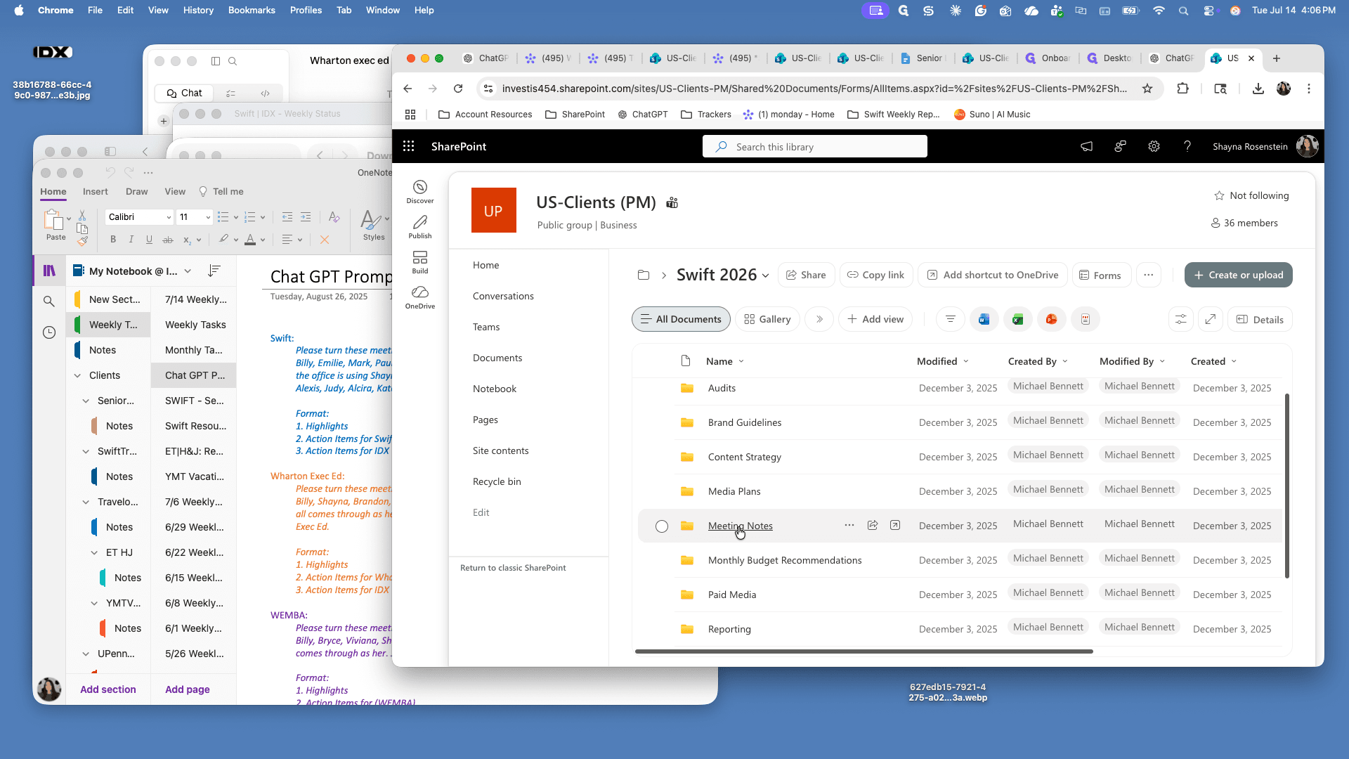 Step #18: Return to SharePoint and navigate to the Meeting Notes directory for your client.