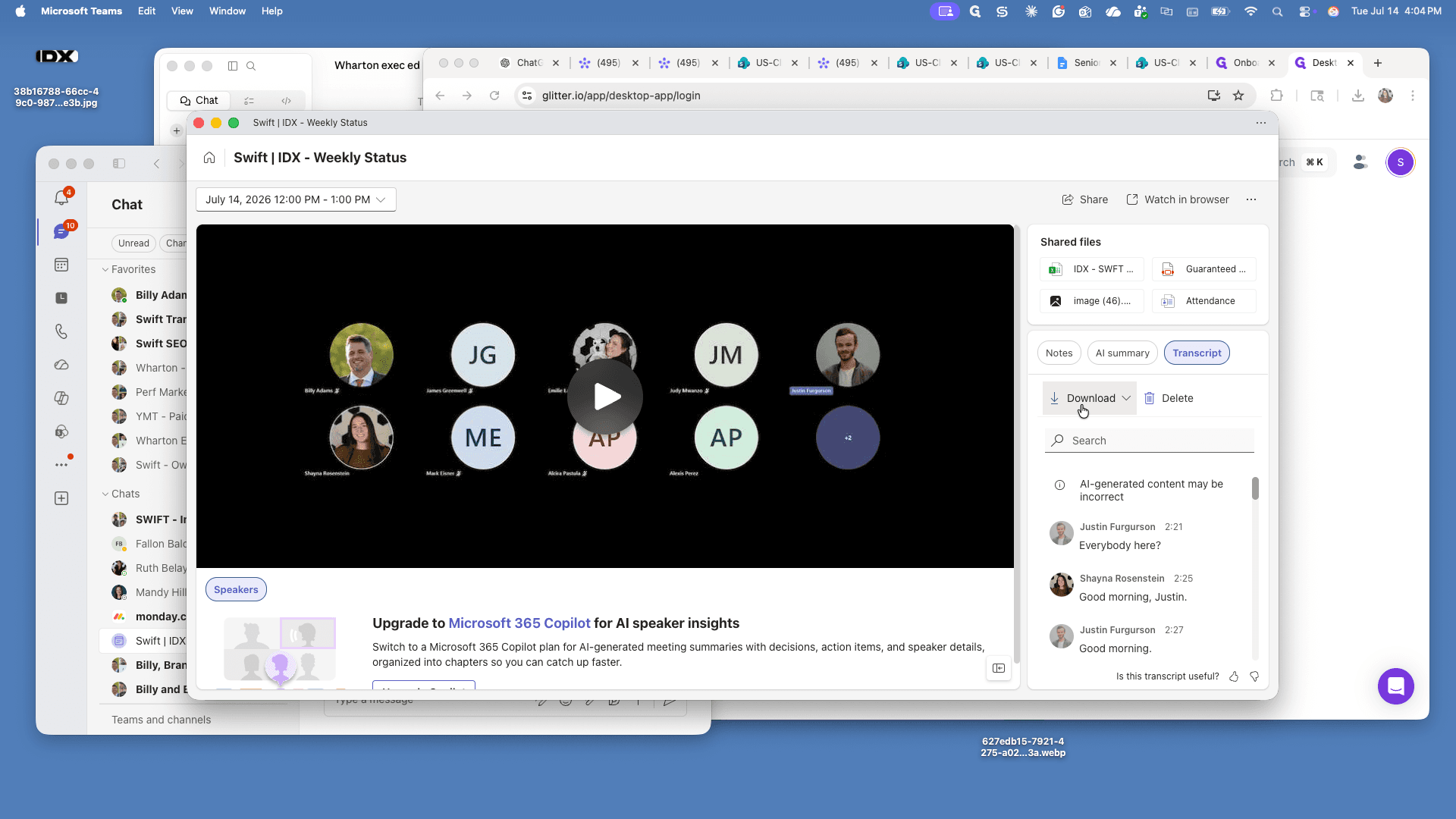 Step #2: Click the Download button located at the top of the transcript panel.