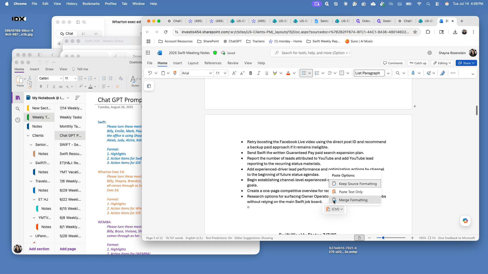 Step #22: If the text styling looks incorrect, click the small Paste Options icon that appears next to the pasted text and adjust it so it merges seamlessly with the document's format.