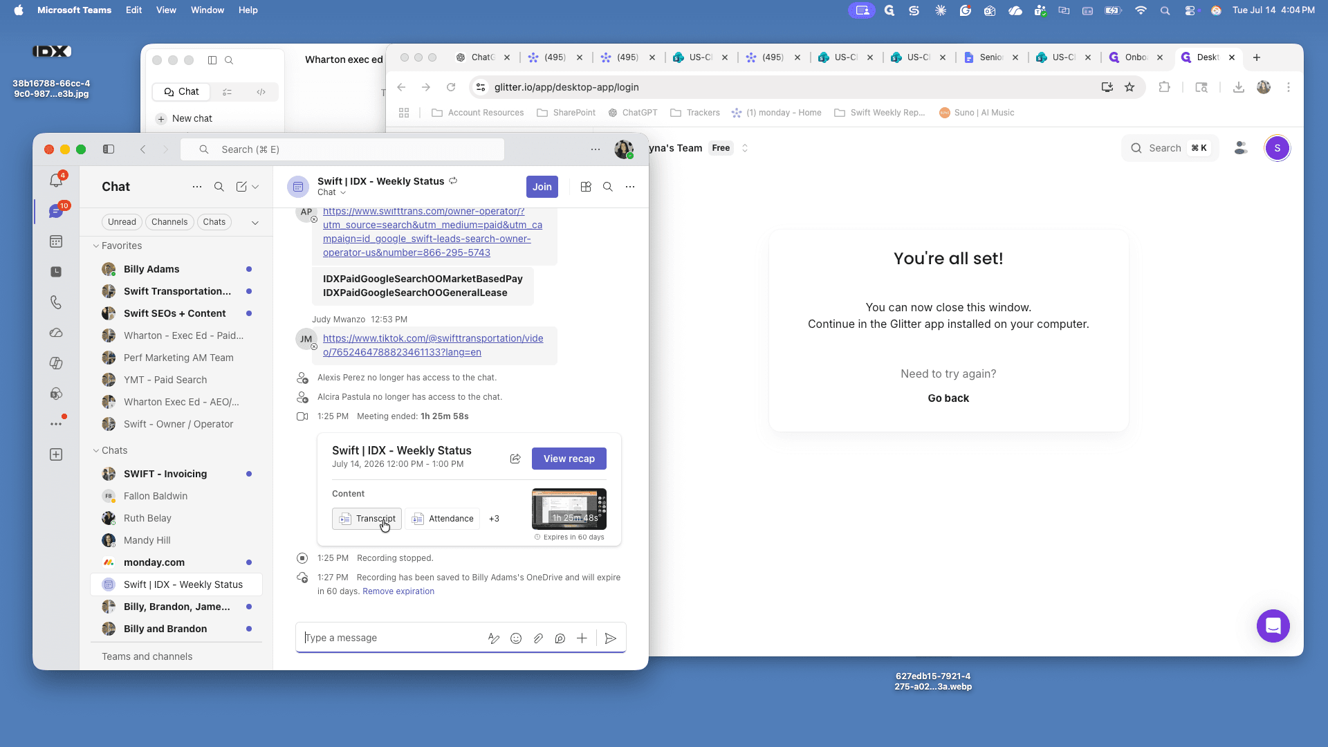 Step #1: Open the meeting summary card in Microsoft Teams and click on Transcript.