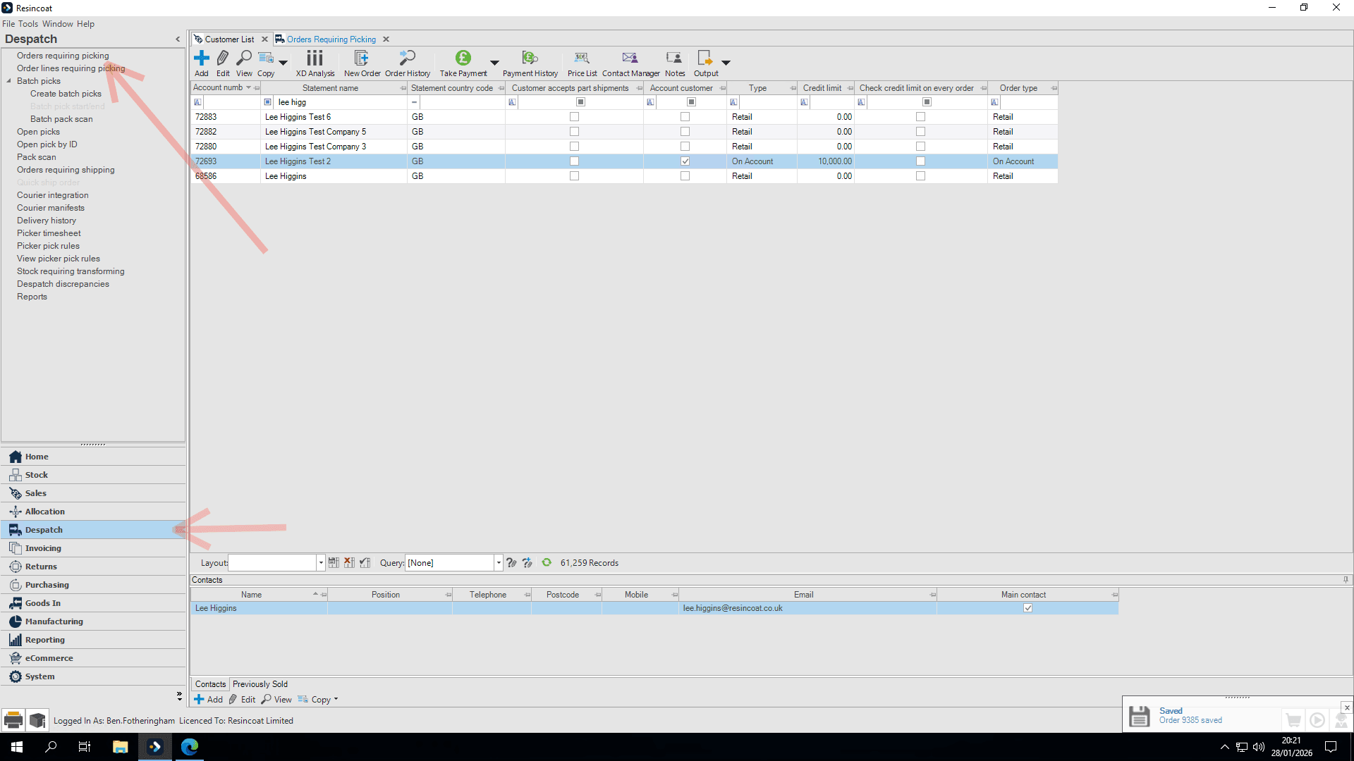 Step #5: Click on "Orders Requiring Picking x"