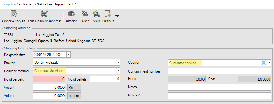 Step #20: Customer Service is always selected for Non Mainland UK and International