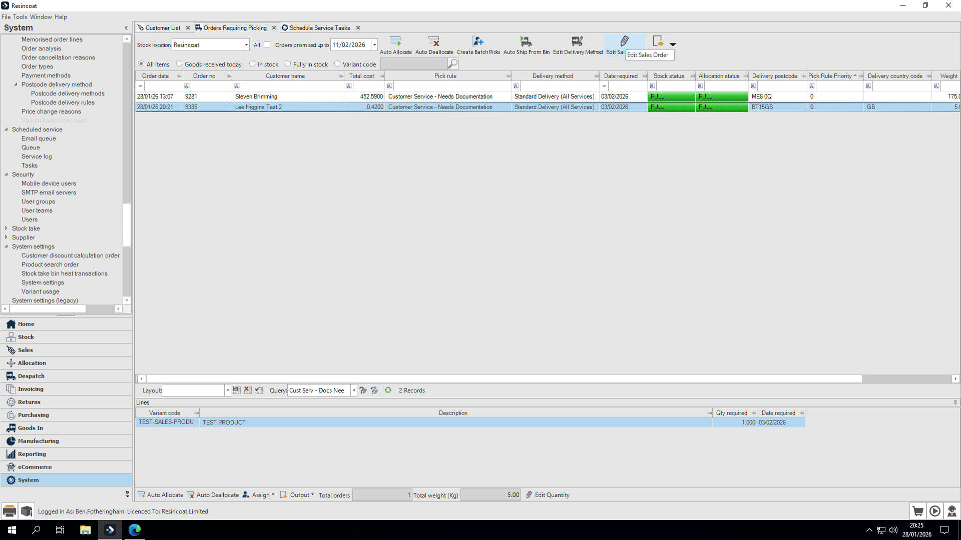 Step #10: Click on "Edit Sales Order"