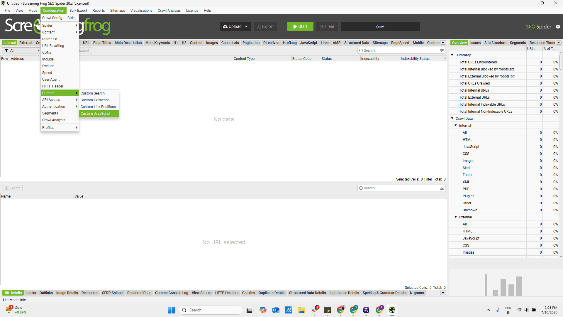 Step #8: Click on "Custom JavaScript"