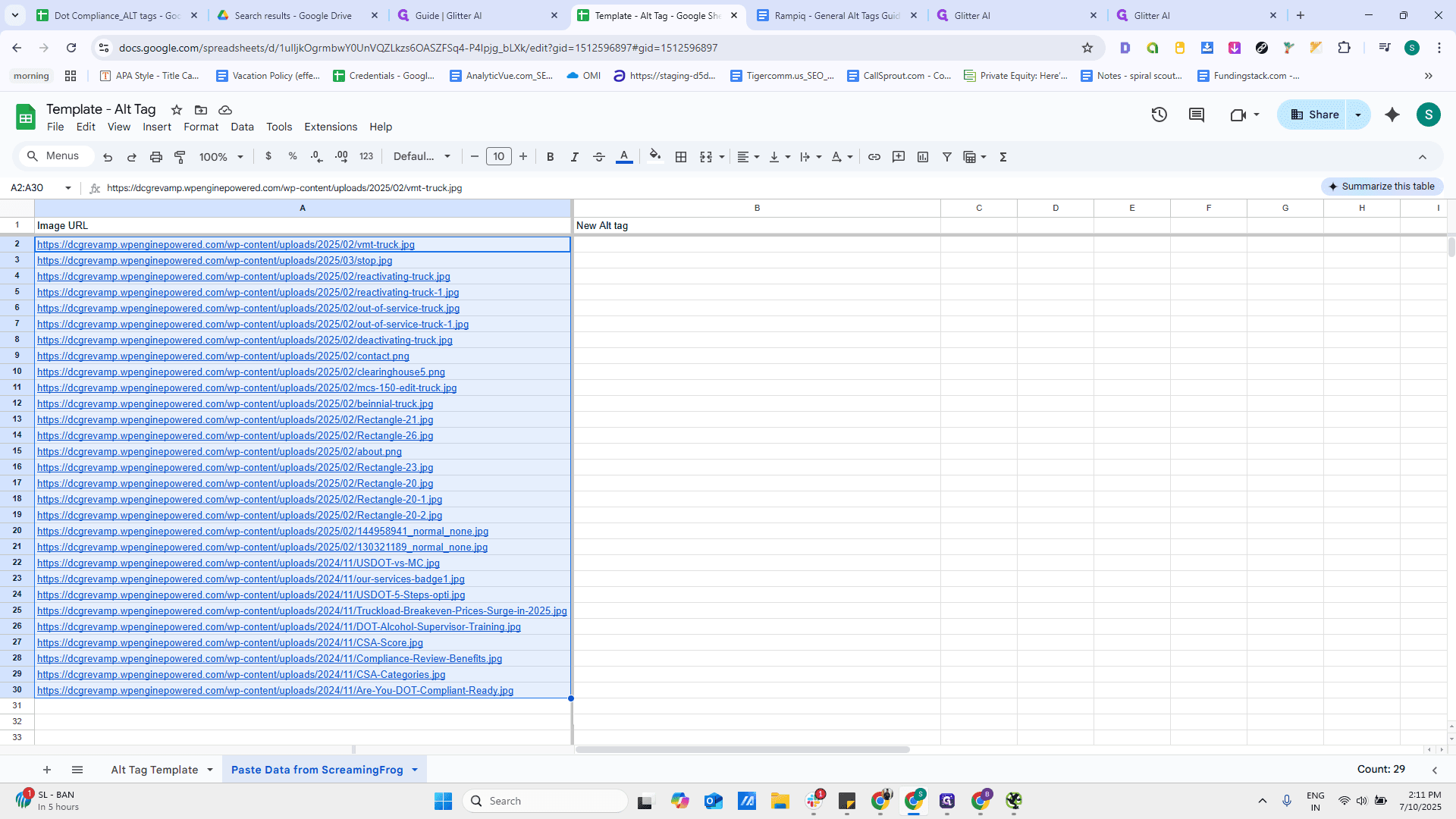 Step #43: Click here and paste alt tags