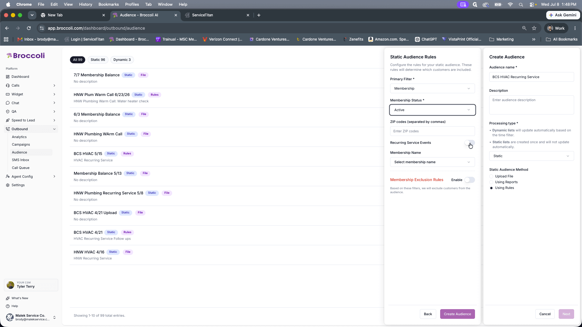 Step #7: Toggle on Recurring Service Events.