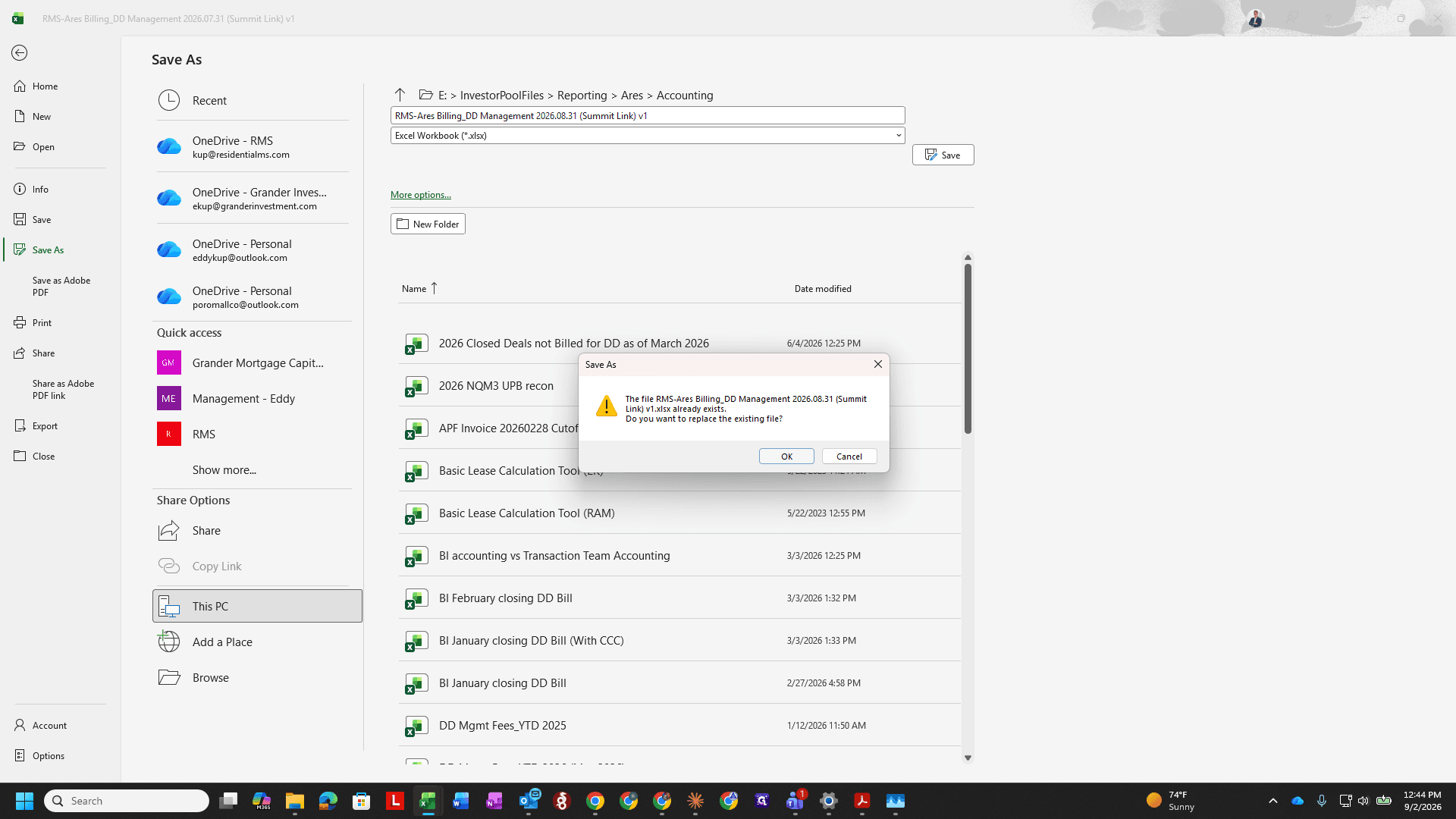 Step #20: Click OK to confirm saving the updated workbook.