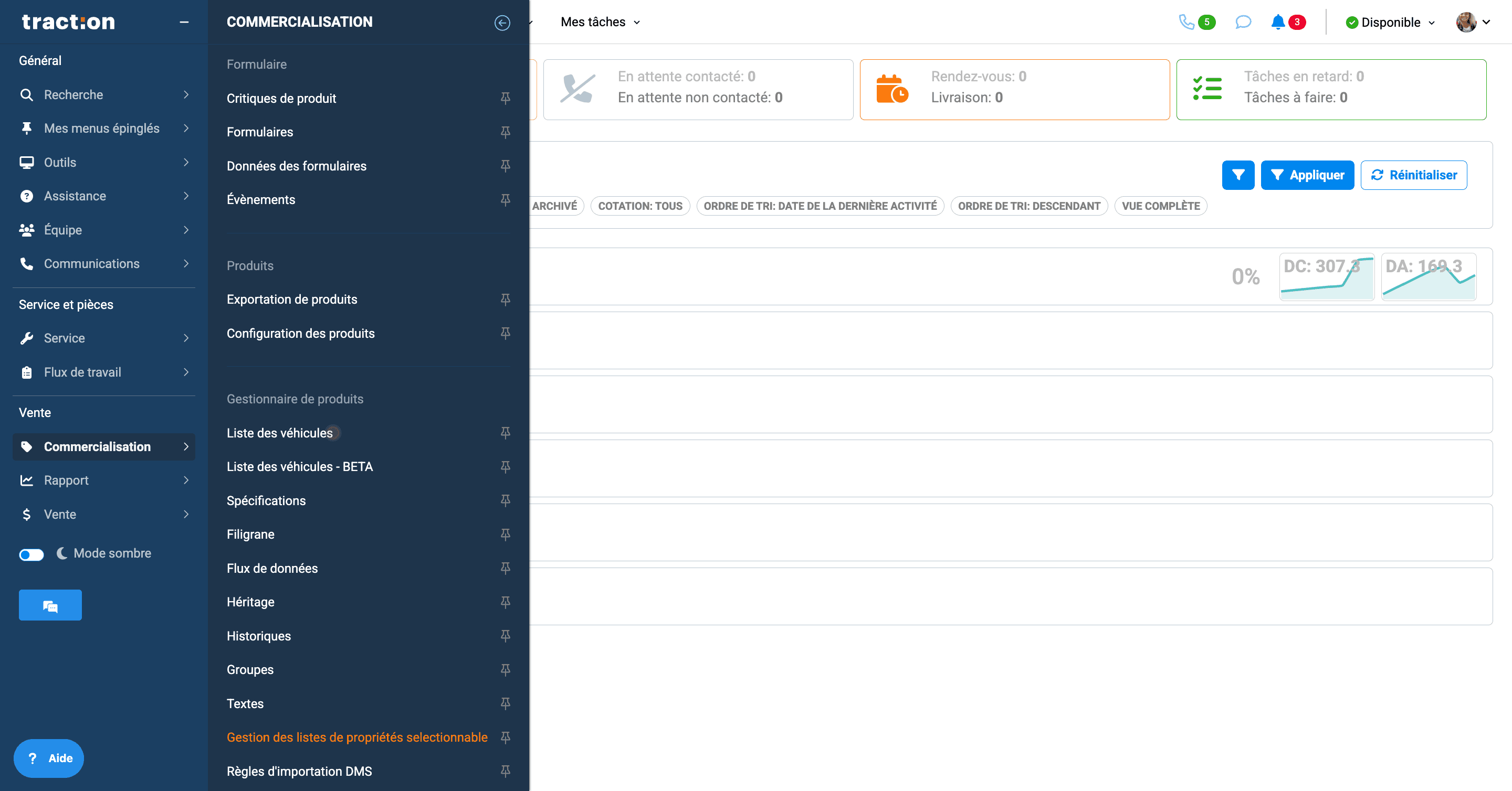 Step #2: Gestion des listes de propriétés selectionnable