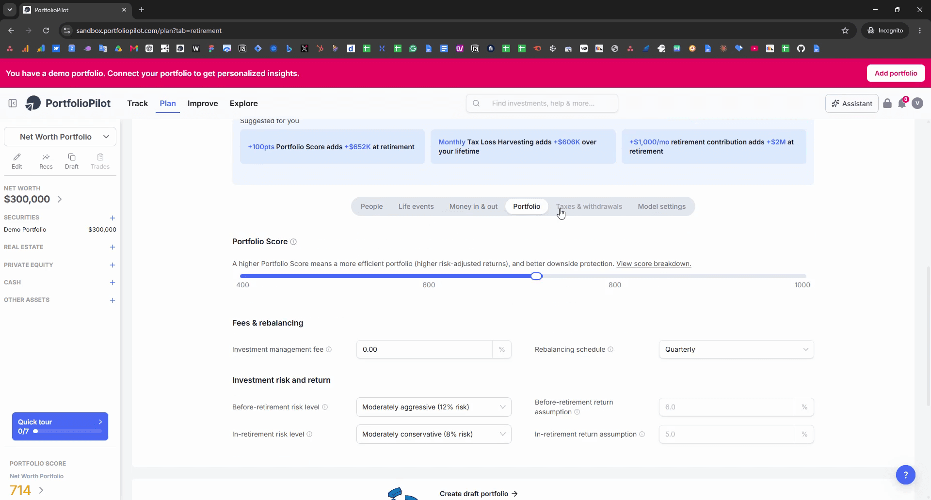 Step #9: Click Taxes & withdrawals to configure tax rates.
