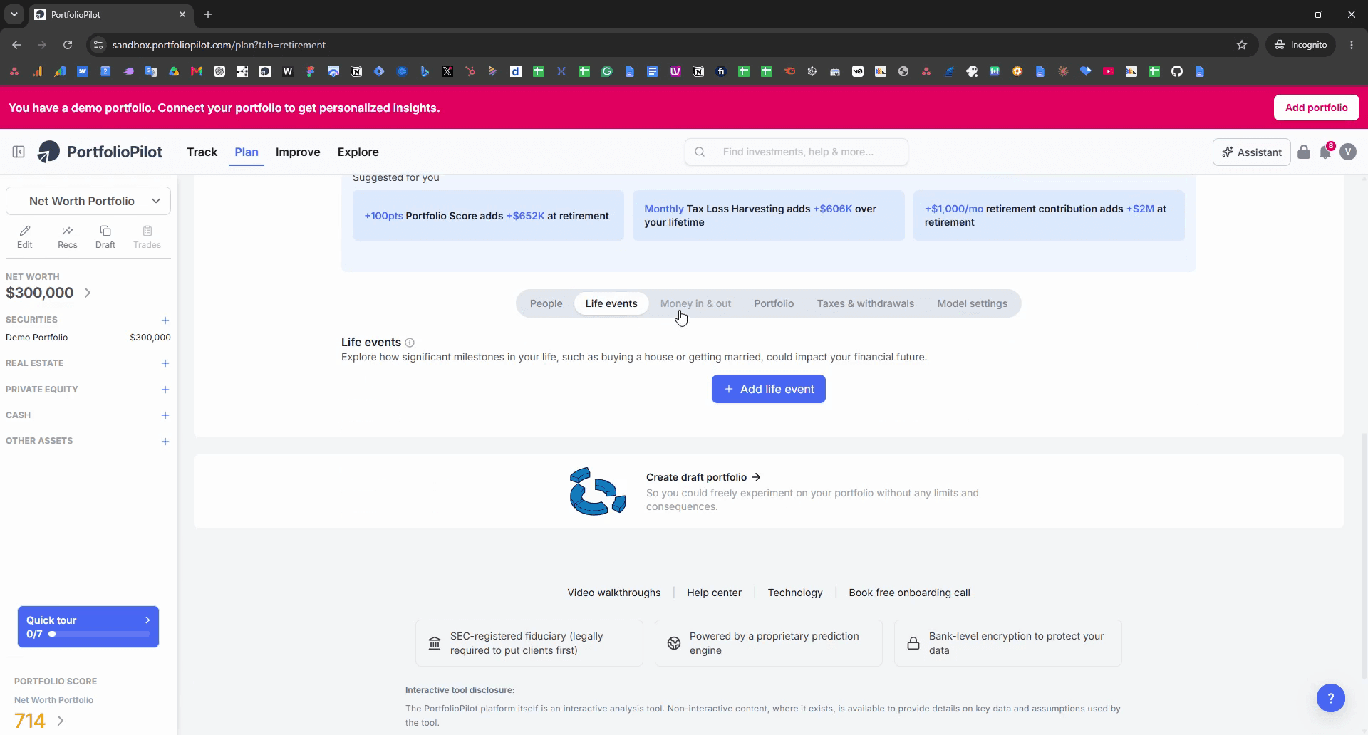 Step #8: Click Portfolio to see your asset breakdown.
