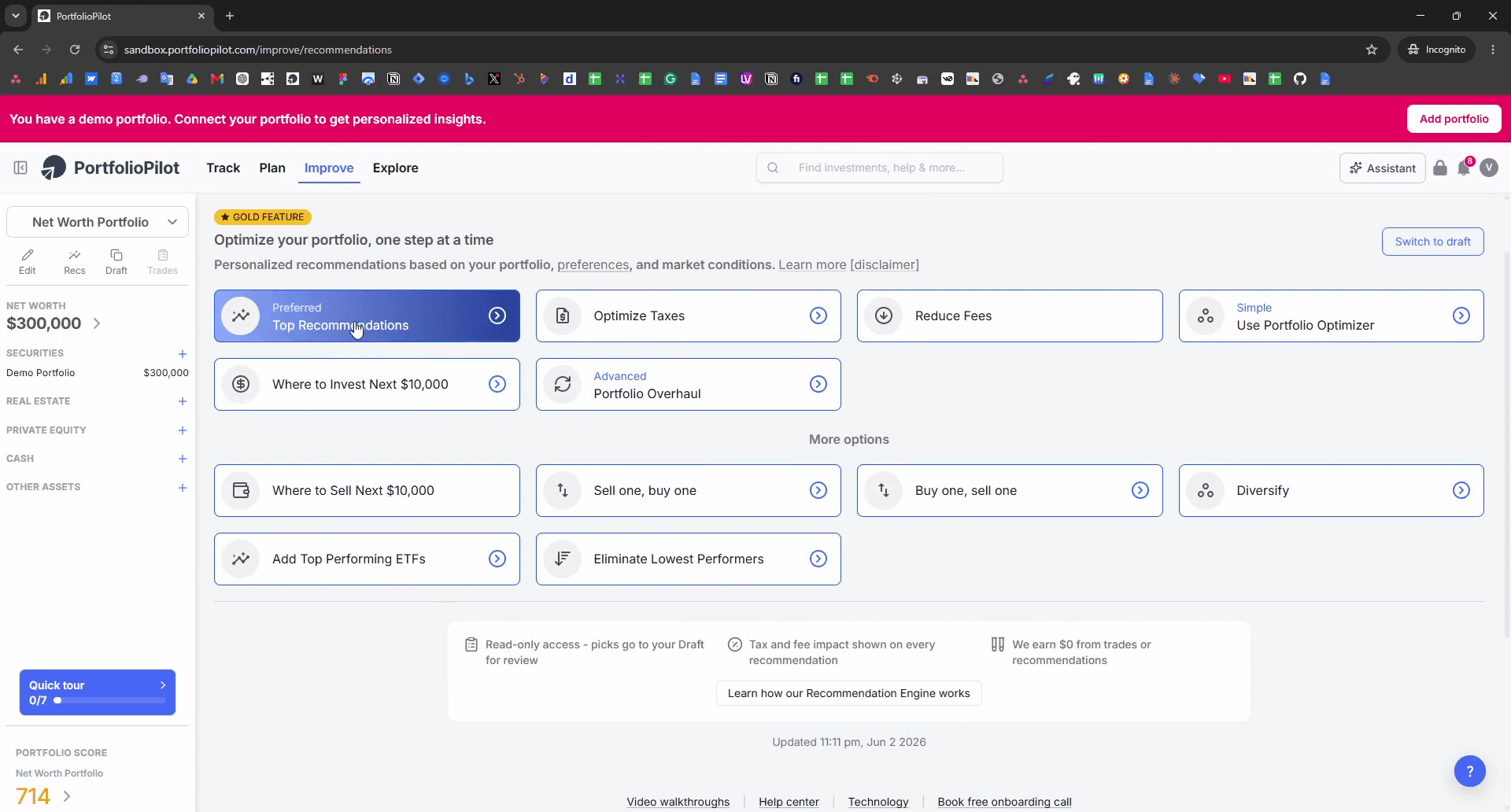 Step #4: Click Top Recommendations to view suggested investments tailored to your strategy.