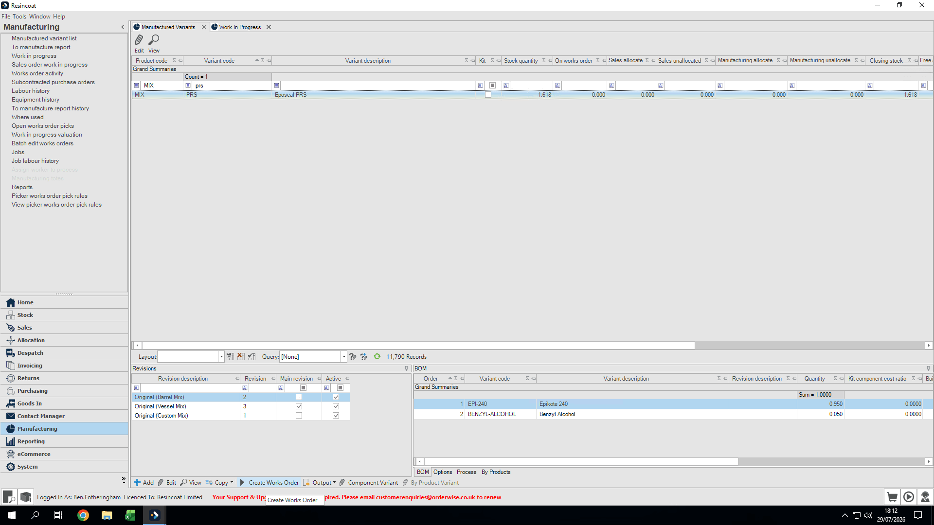 Step #4: Click Create Works Order at the bottom of the screen.