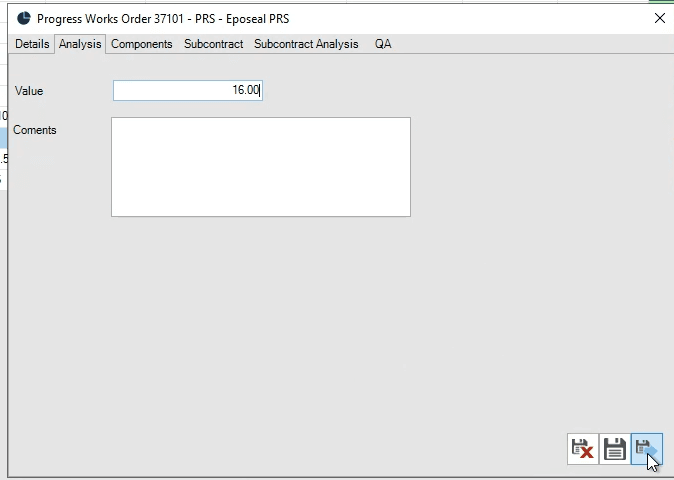 Step #16: Type the starting vessel weight into the value field, then click Save and Progress