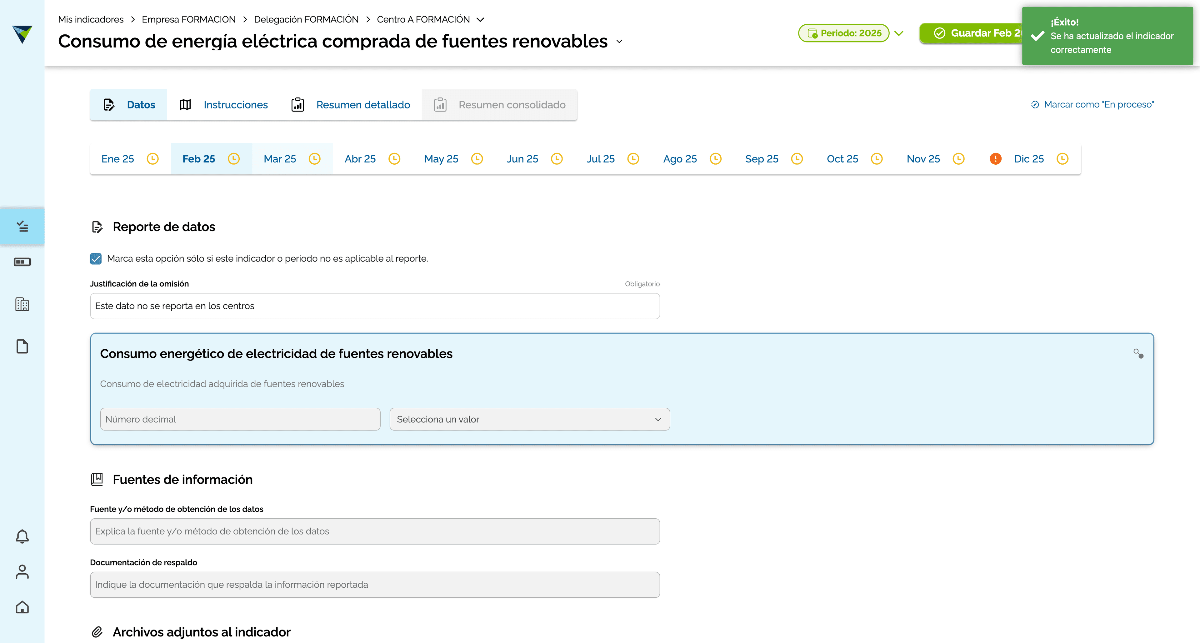 Step #3: Mes marcado como no aplica