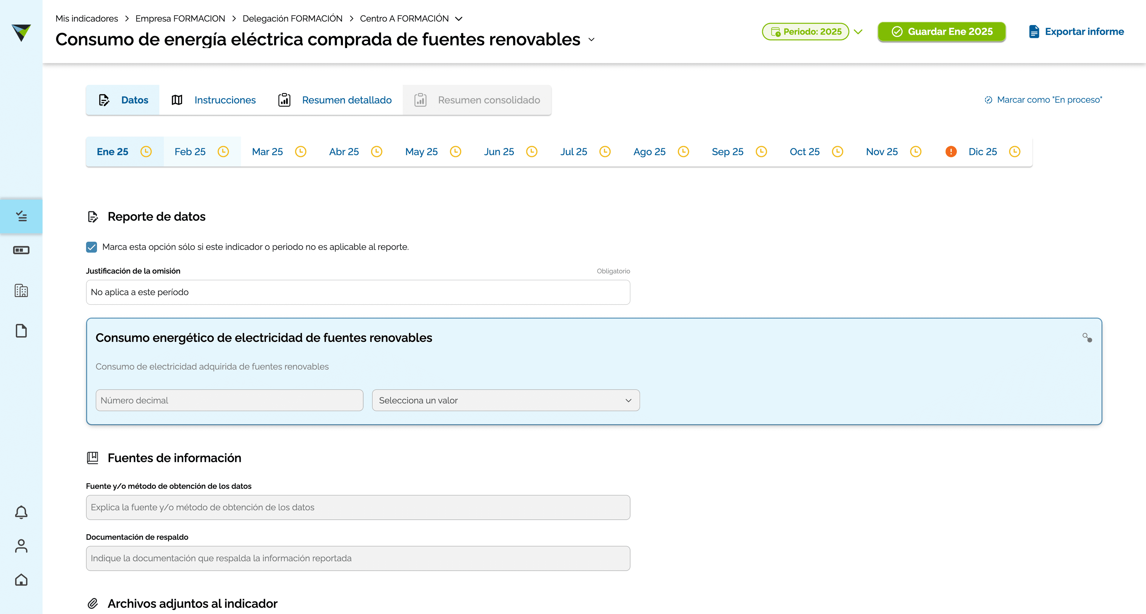 Step #2: Mes marcado como no aplica