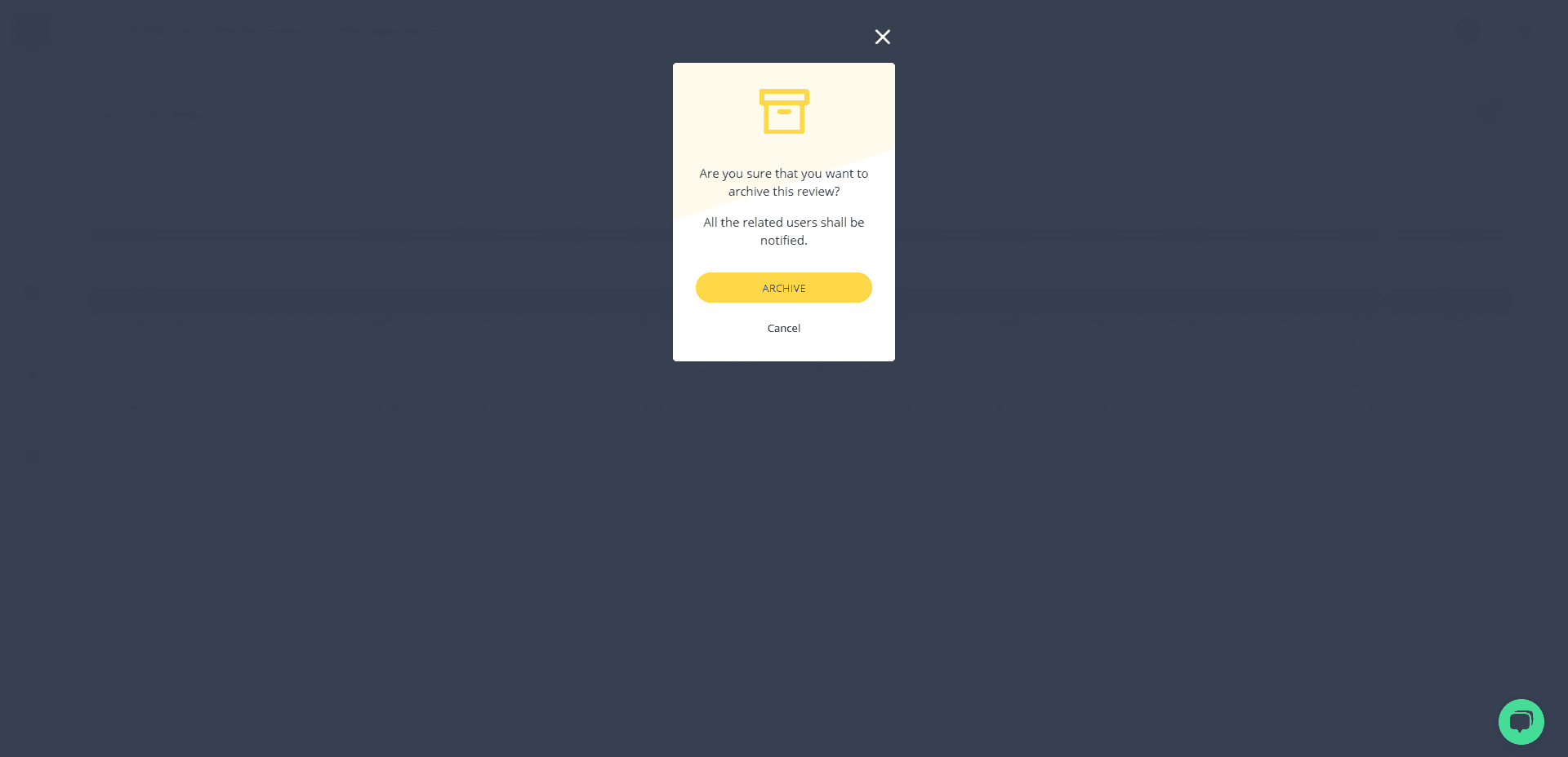 Step #17: Modal de confirmação para arquivar revisão