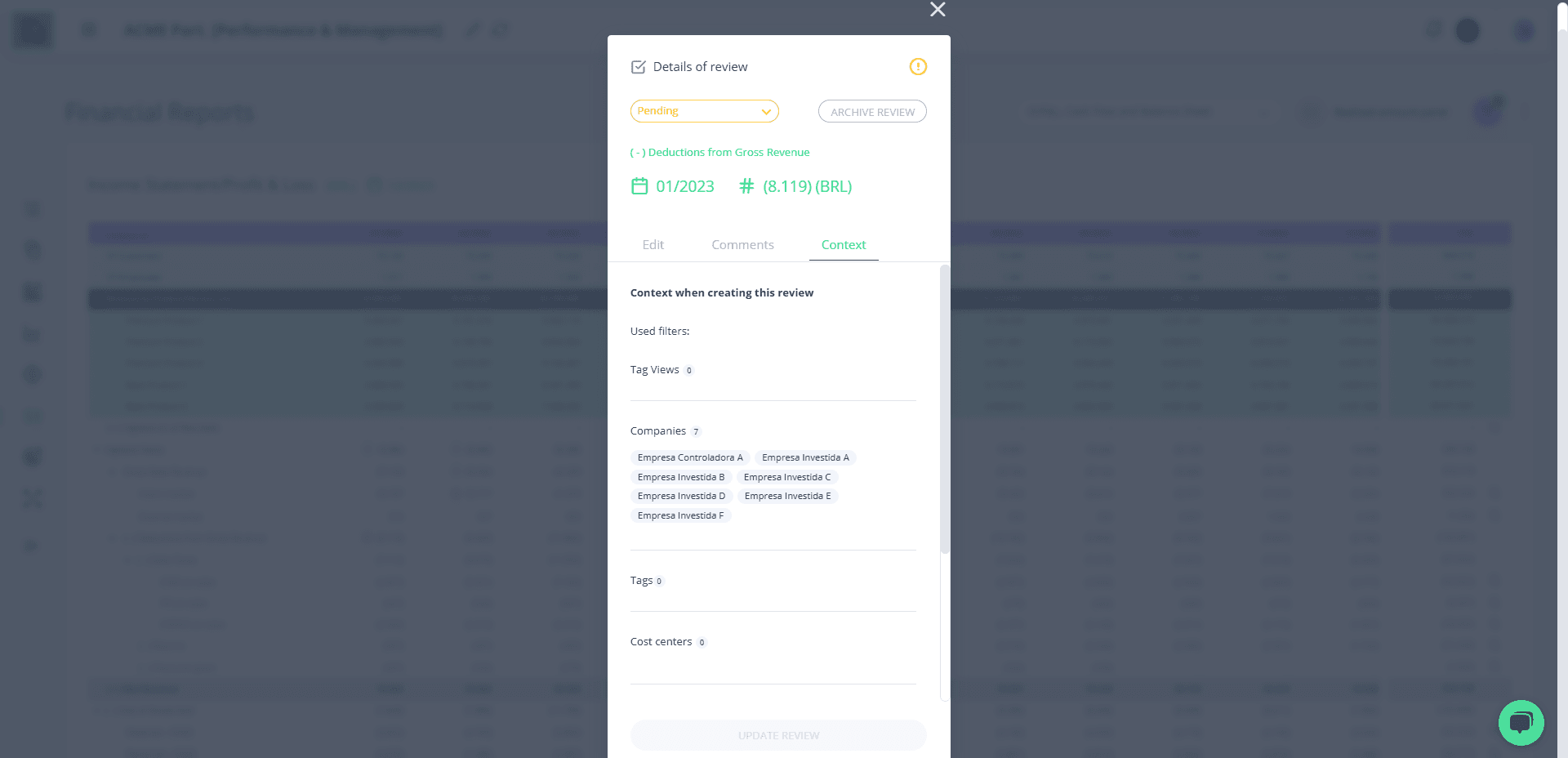 Step #9: Modal de conteúdo da Revisão