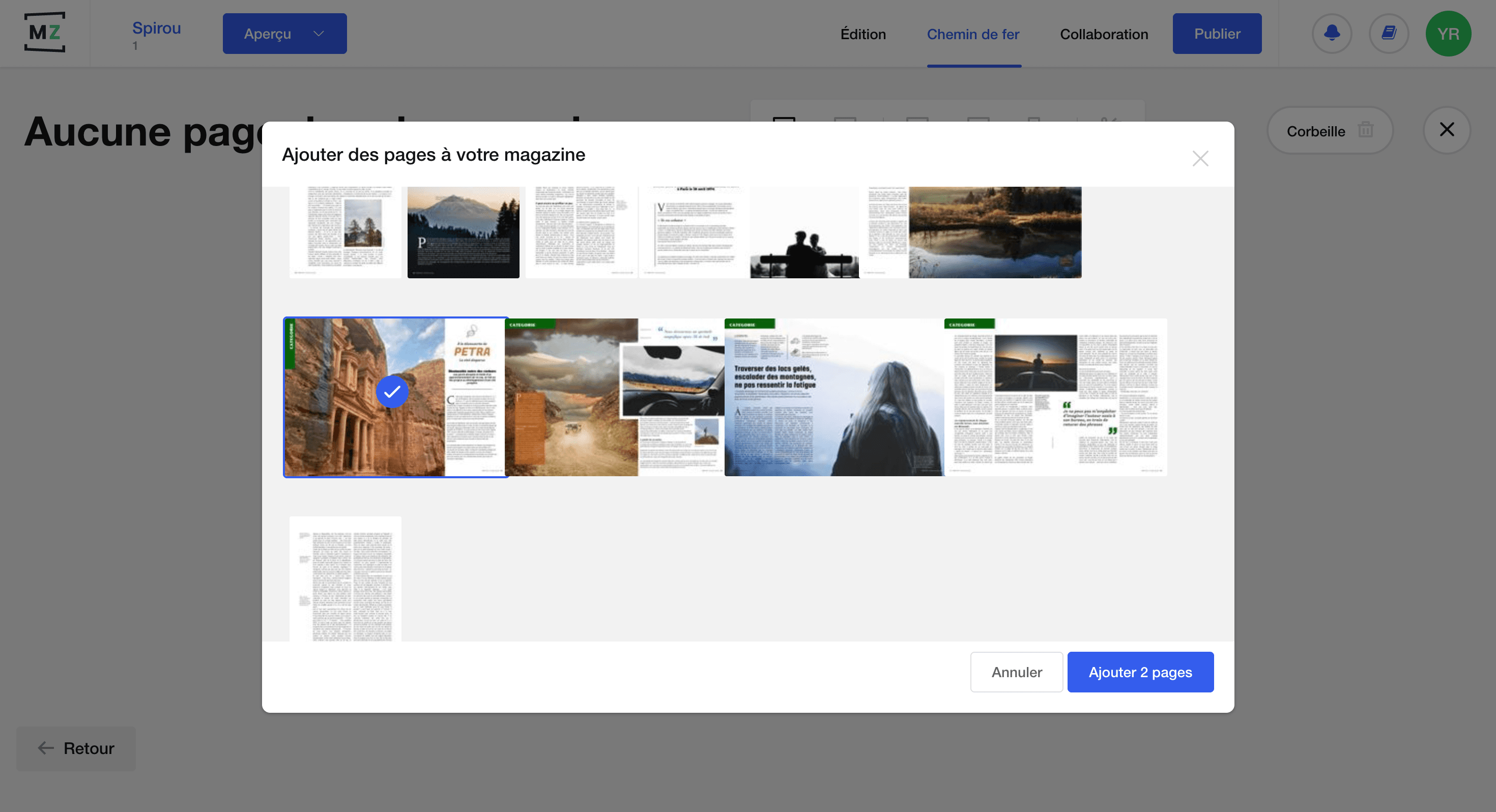 Step #9: Je choisis les pages de maquette que je veux utiliser