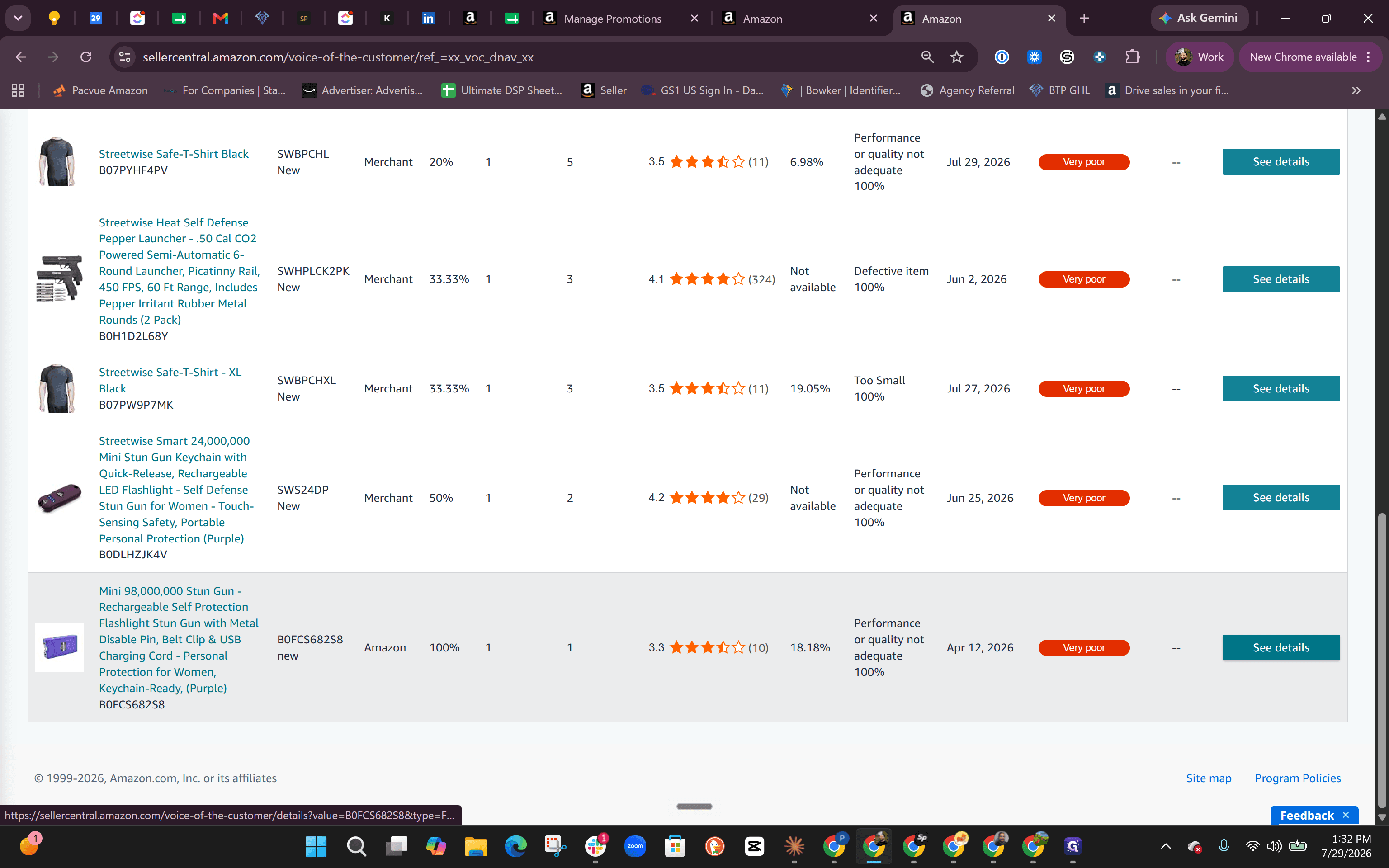 Step #22: Click See details next to any product with poor customer experience metrics to identify recurring complaints.