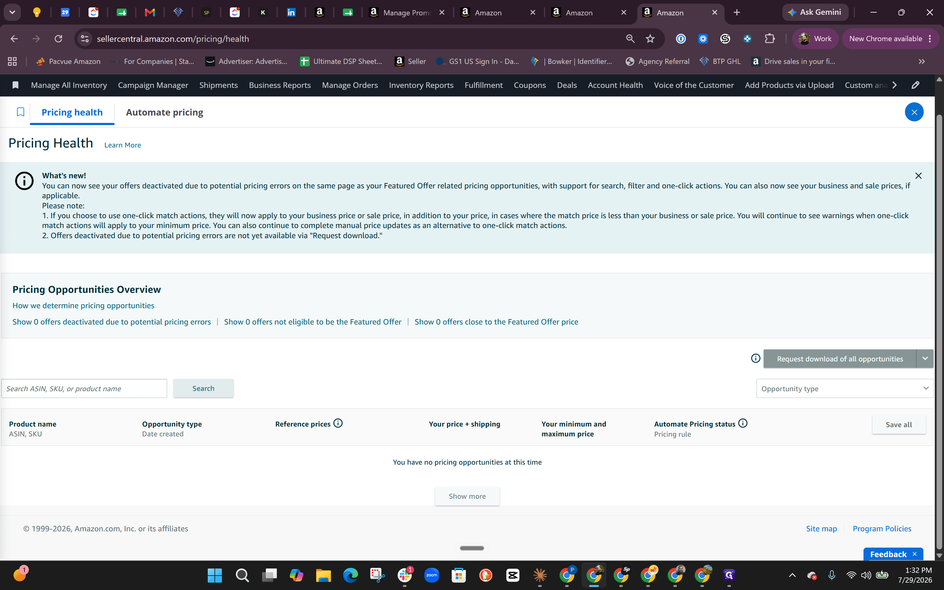 Step #23: Click on Pricing health to check for any Buy Box suppressions or pricing errors on active listings.