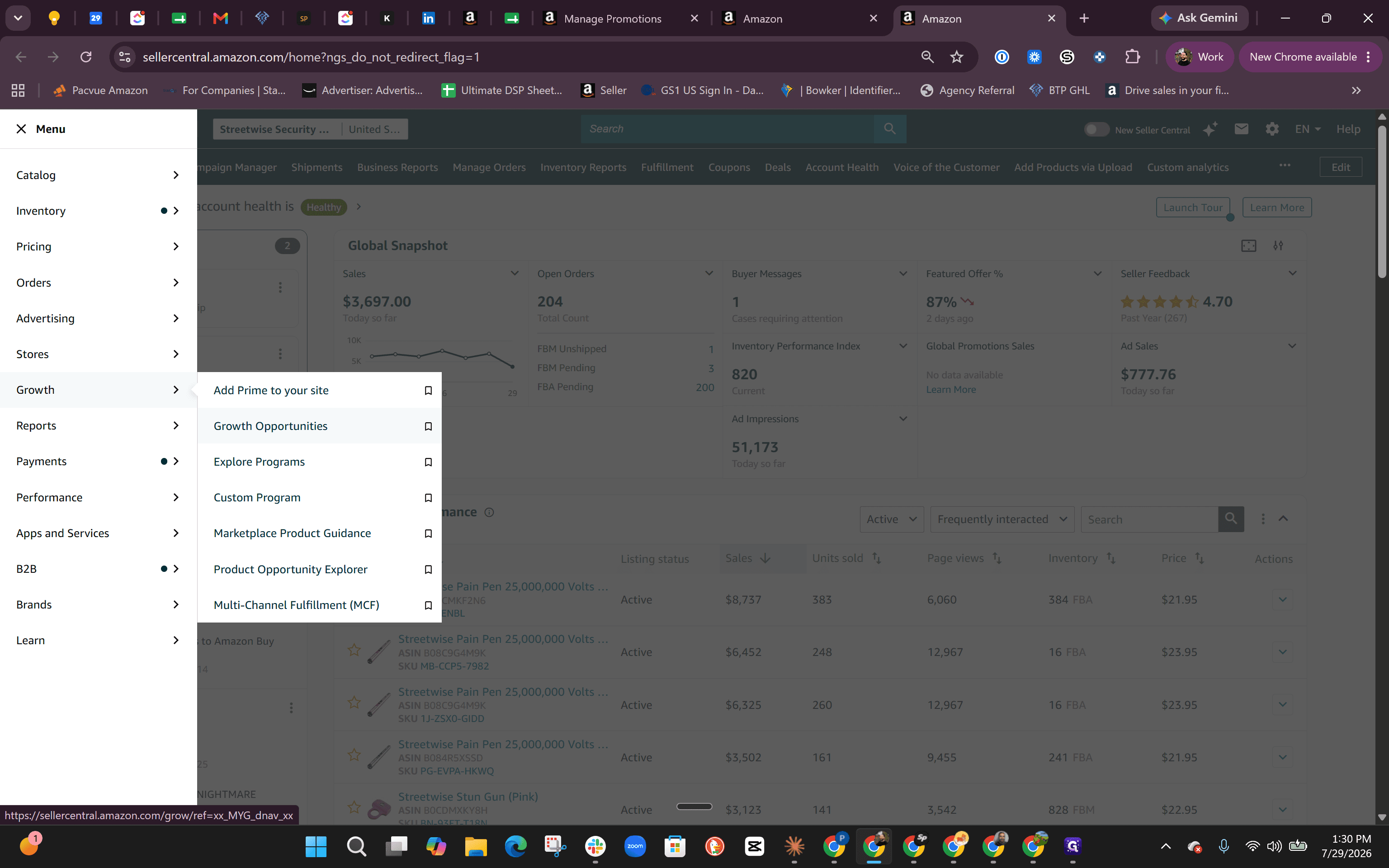 Step #16: Open the main menu, navigate to the Growth section, and click on Growth Opportunities.