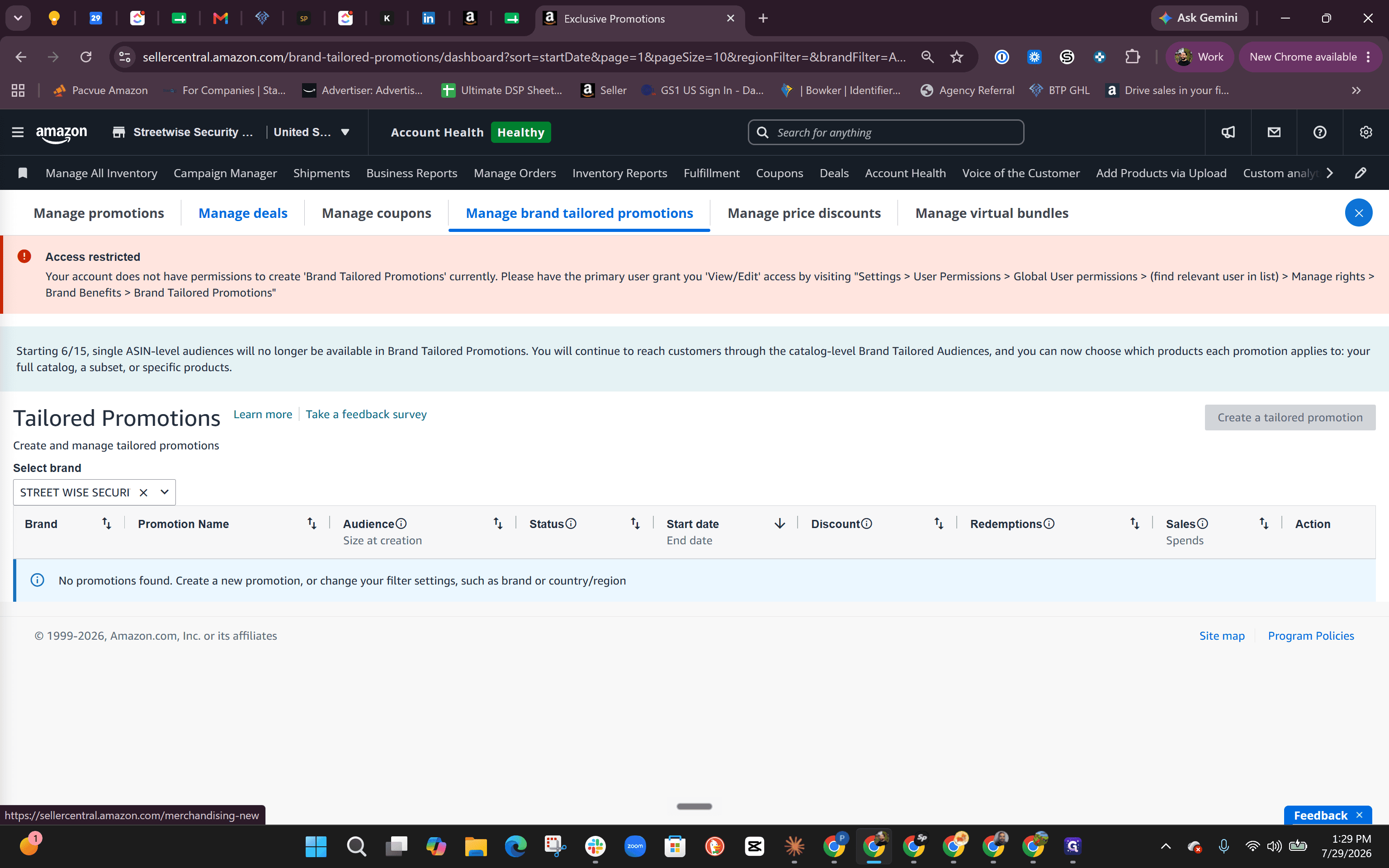 Step #9: Click on Manage deals to view active discounts and advertising efforts.