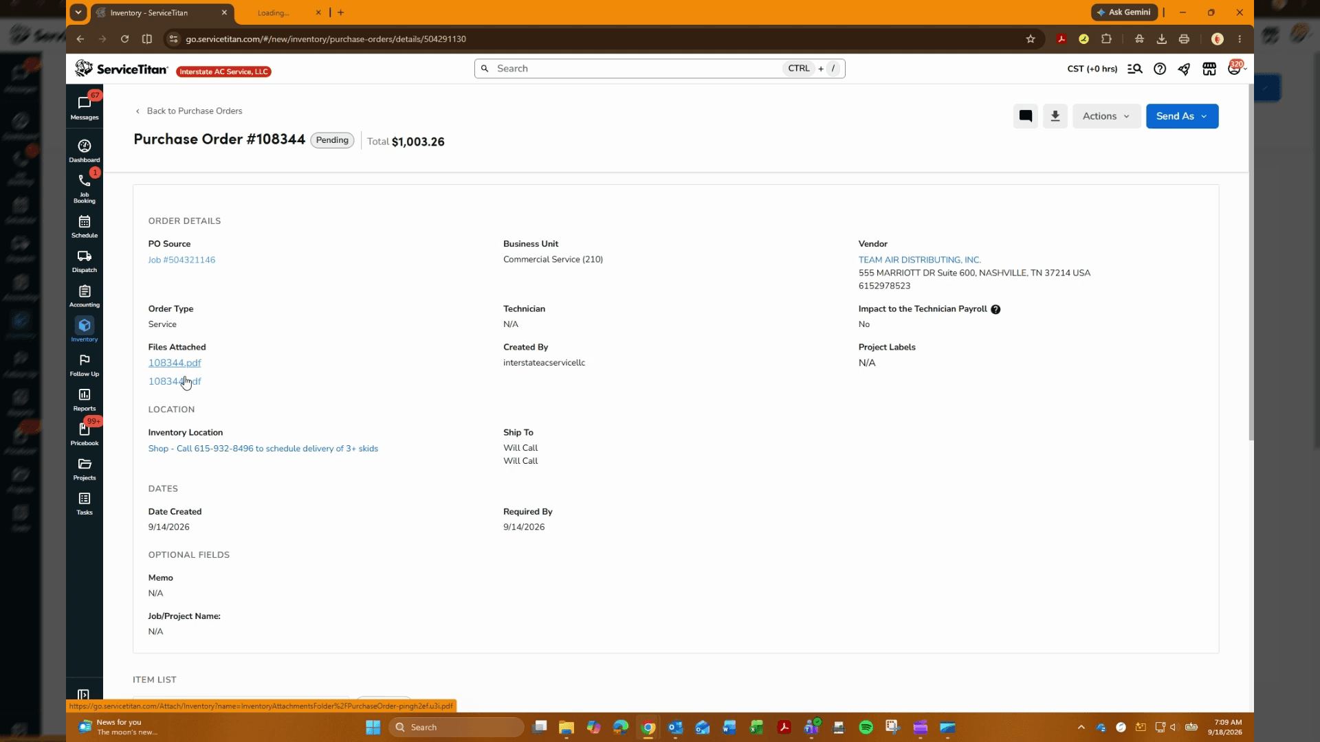Step #2: Click the attached file link under the Files Attached section to open and review the PO document.