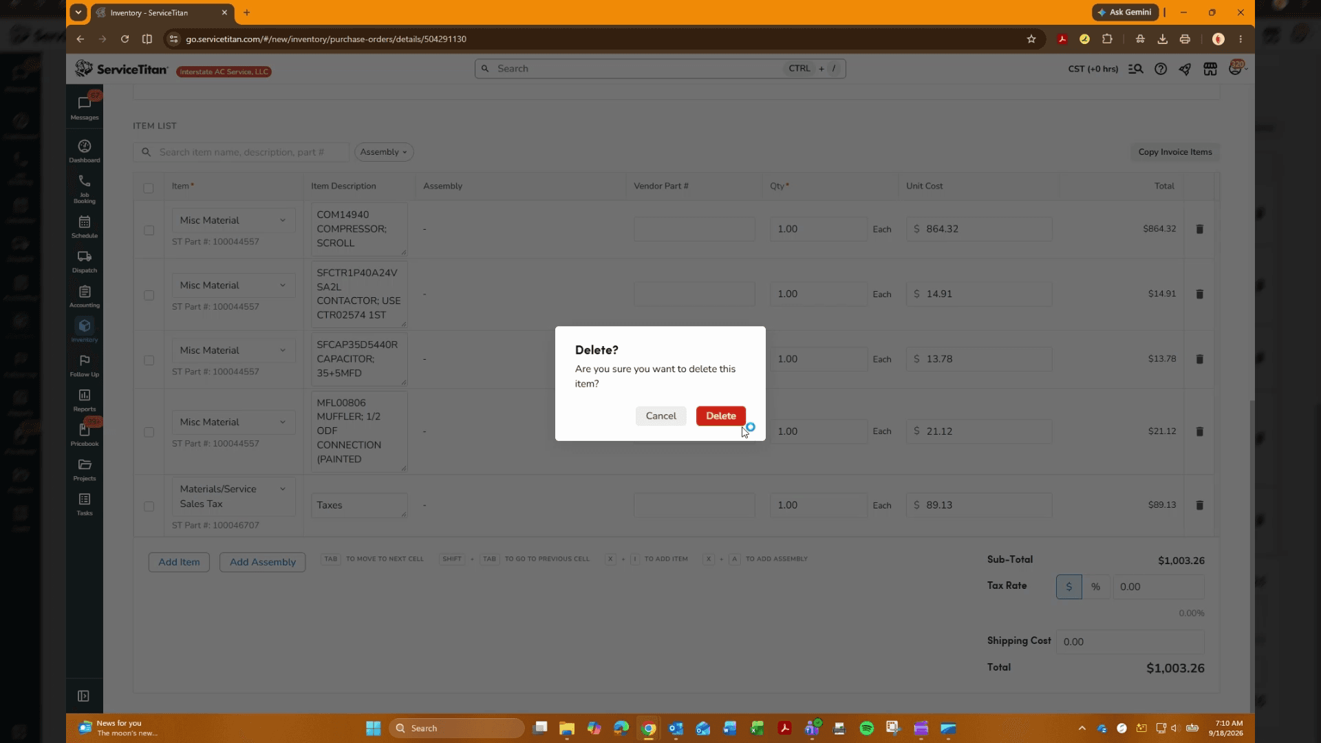 Step #7: Click Delete in the confirmation modal.