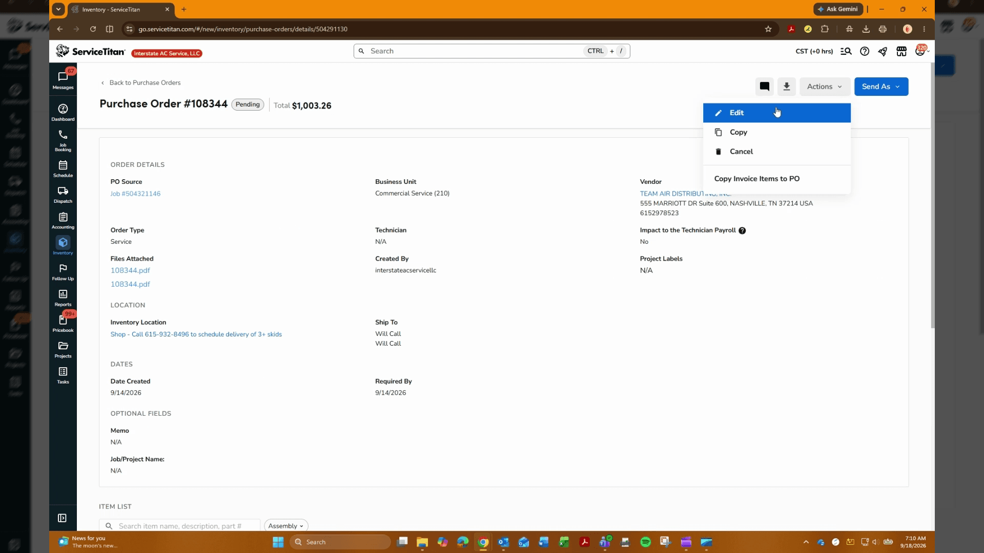 Step #5: Click Edit from the dropdown menu.