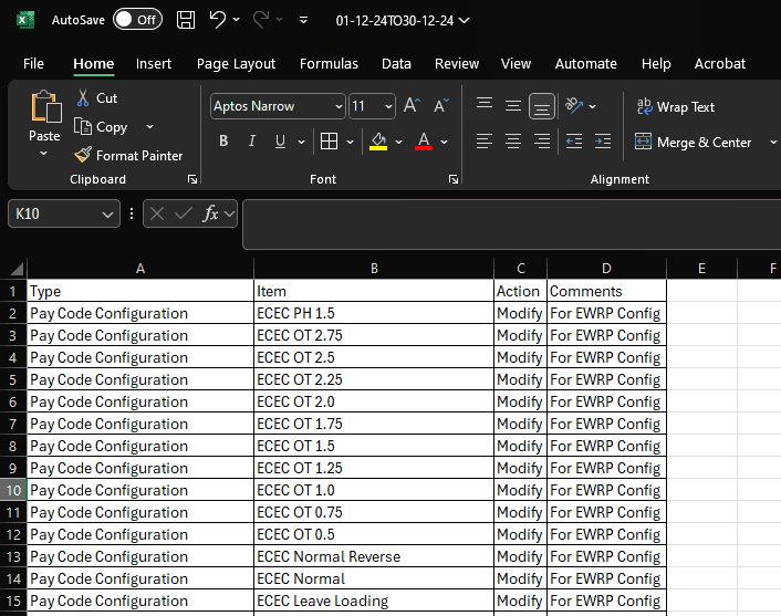 Step #31: Delete out columns after C and add in a "comments" column, with commentary for the changeThen highlight the cells and add a border for the email.