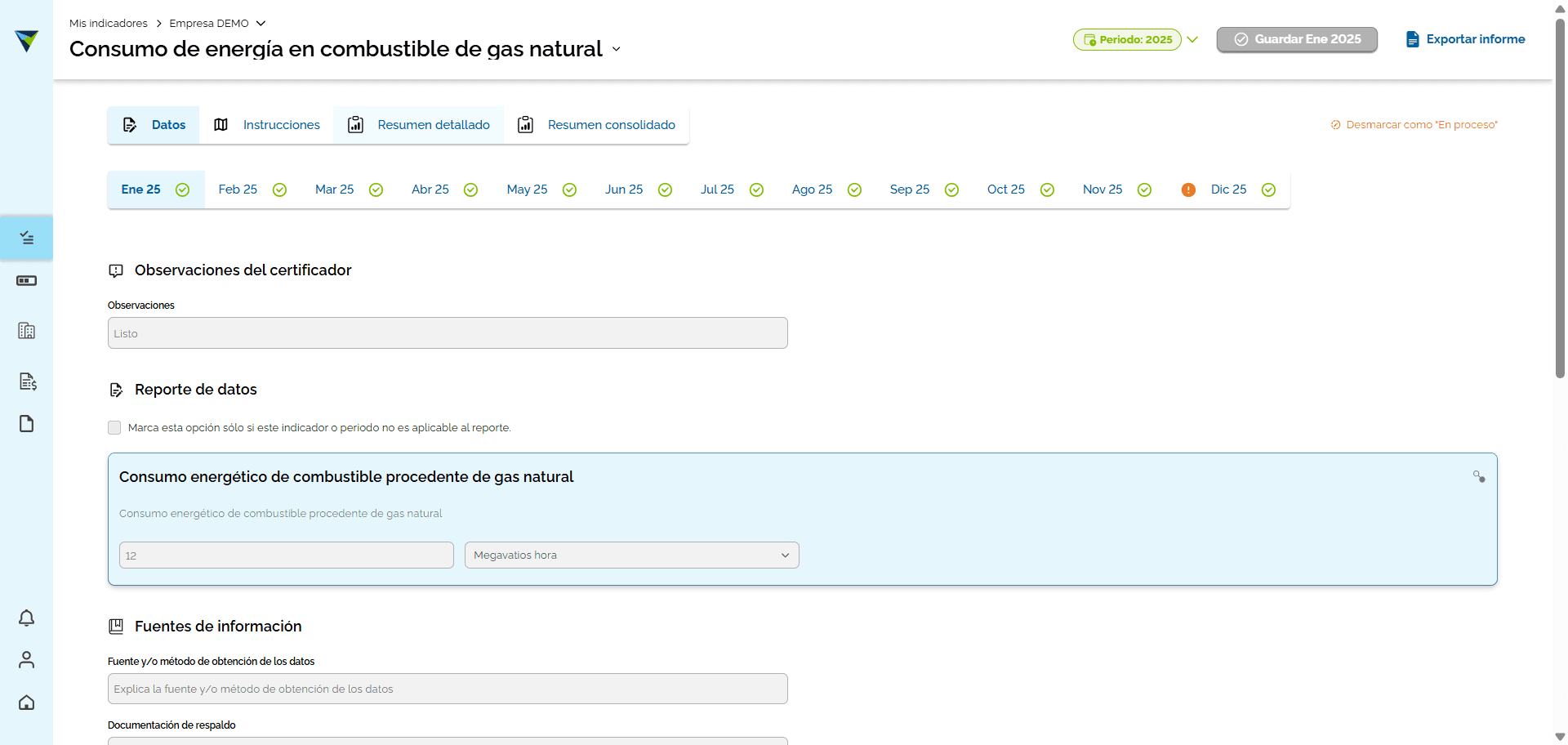 Step #2: Una vez que se ingreso al indicador, visualizaremos diferentes pestañas. Hacer clic en "Resumen detallado".