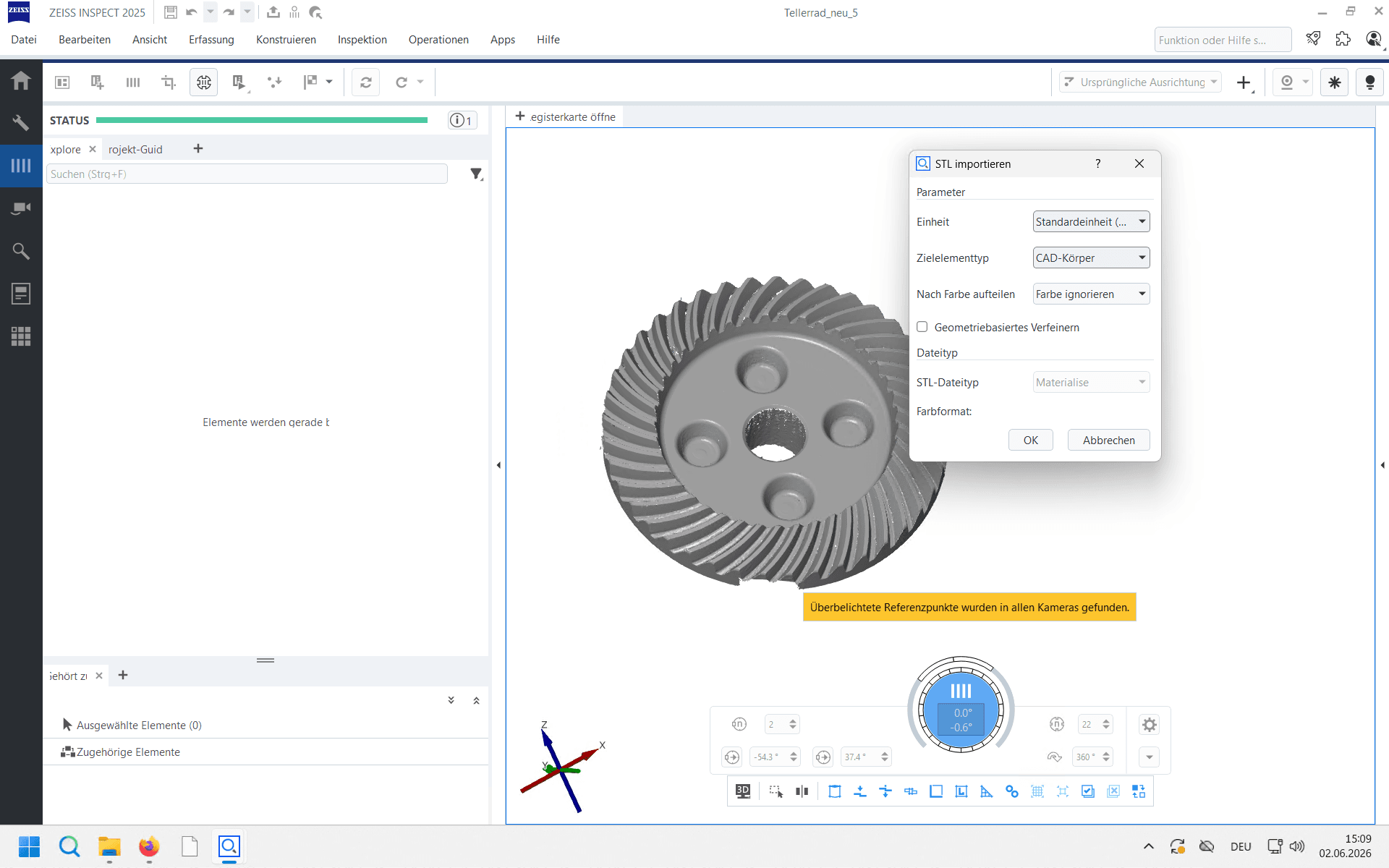 Step #4: Klicken Sie auf CAD - Körper, um die Datei als Referenzobjekt zu definieren, und bestätigen Sie den Import.