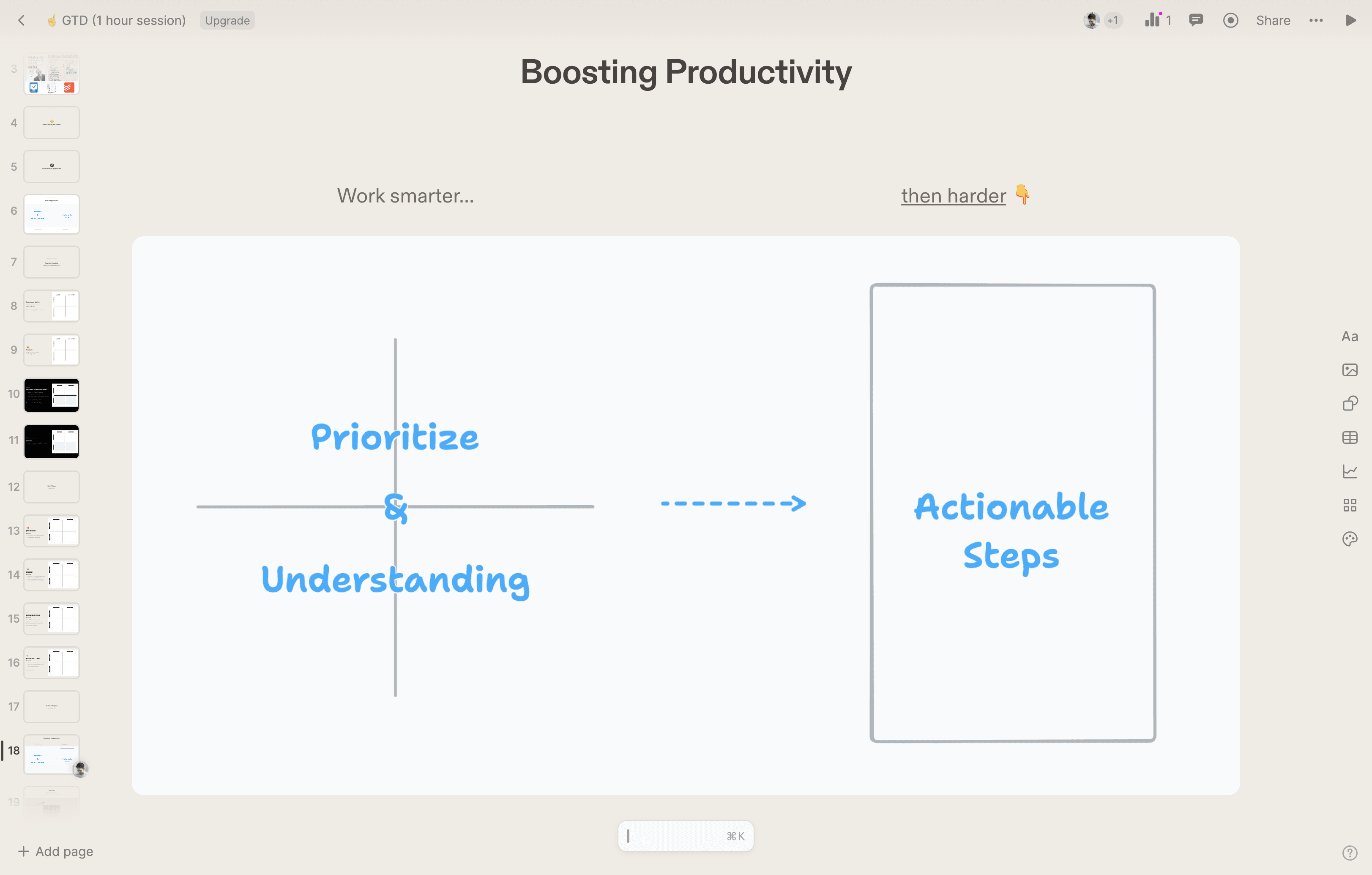 Step #19: We are going to list and prioritize. We are now in the second half of this process, which involves taking actual steps. After working smart, you need to work hard.