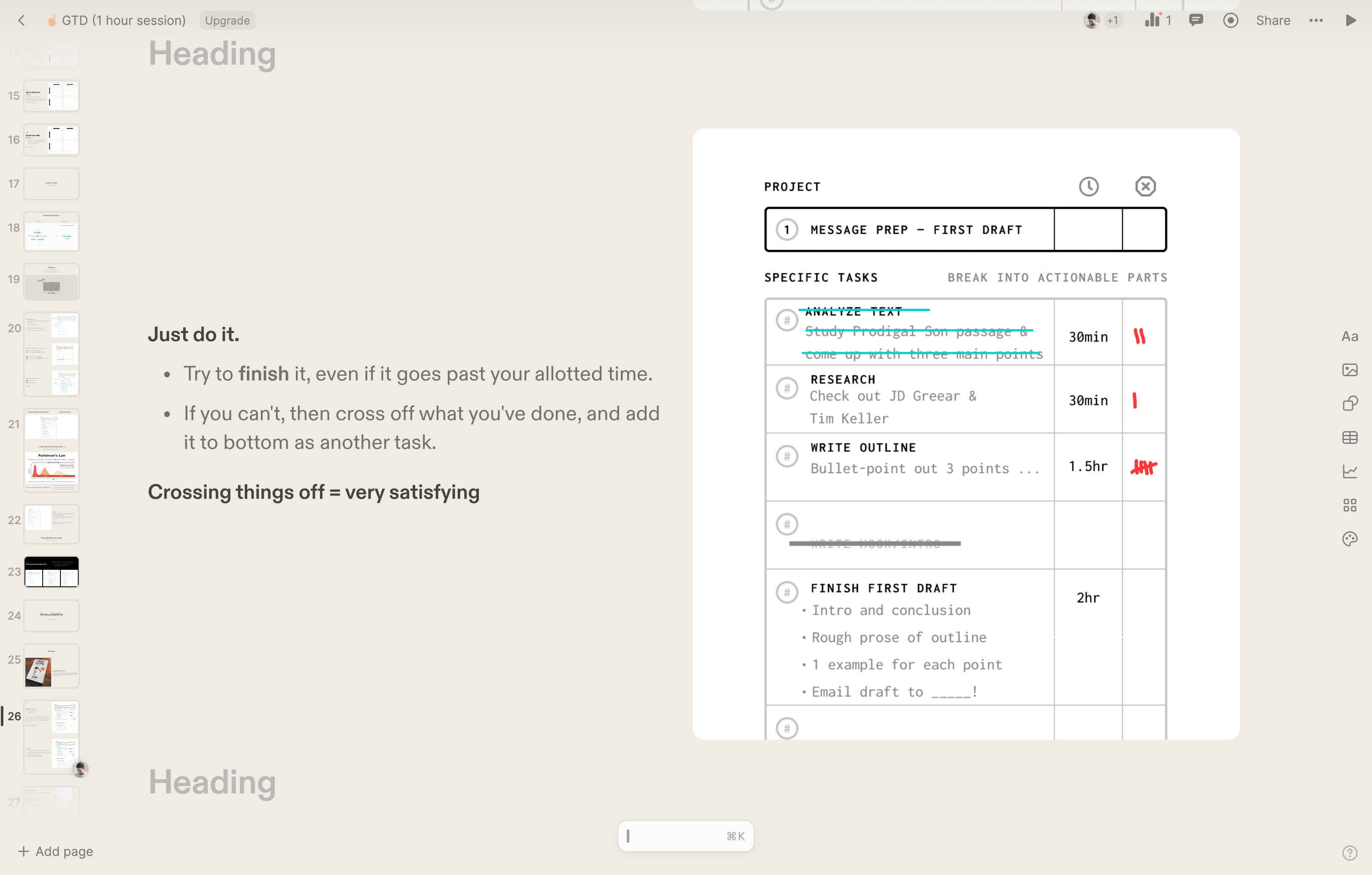 Step #31: I've discussed the satisfaction of completing a task and crossing it off the list.