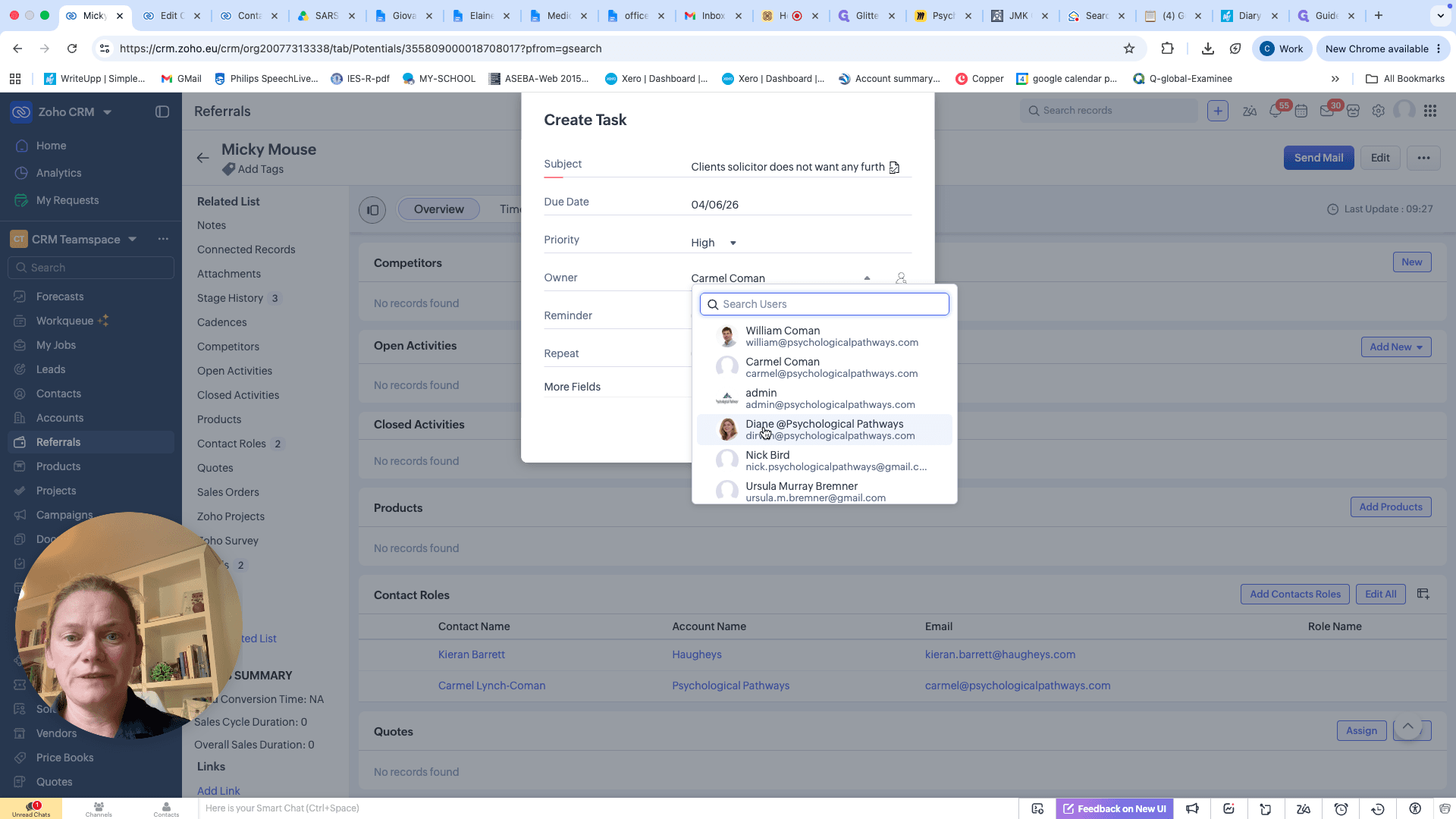 Step #8: Click the Owner dropdown and select the team member you want to assign the task to.