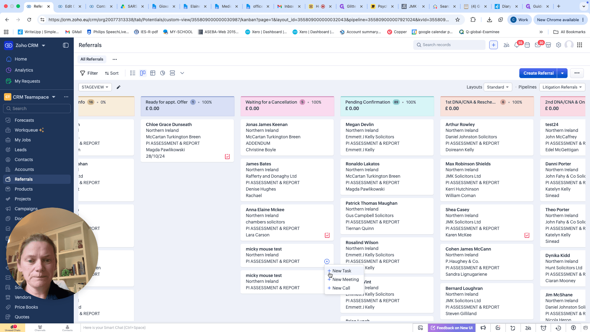 Step #13: Select Task from the dropdown menu to open the task creation form.