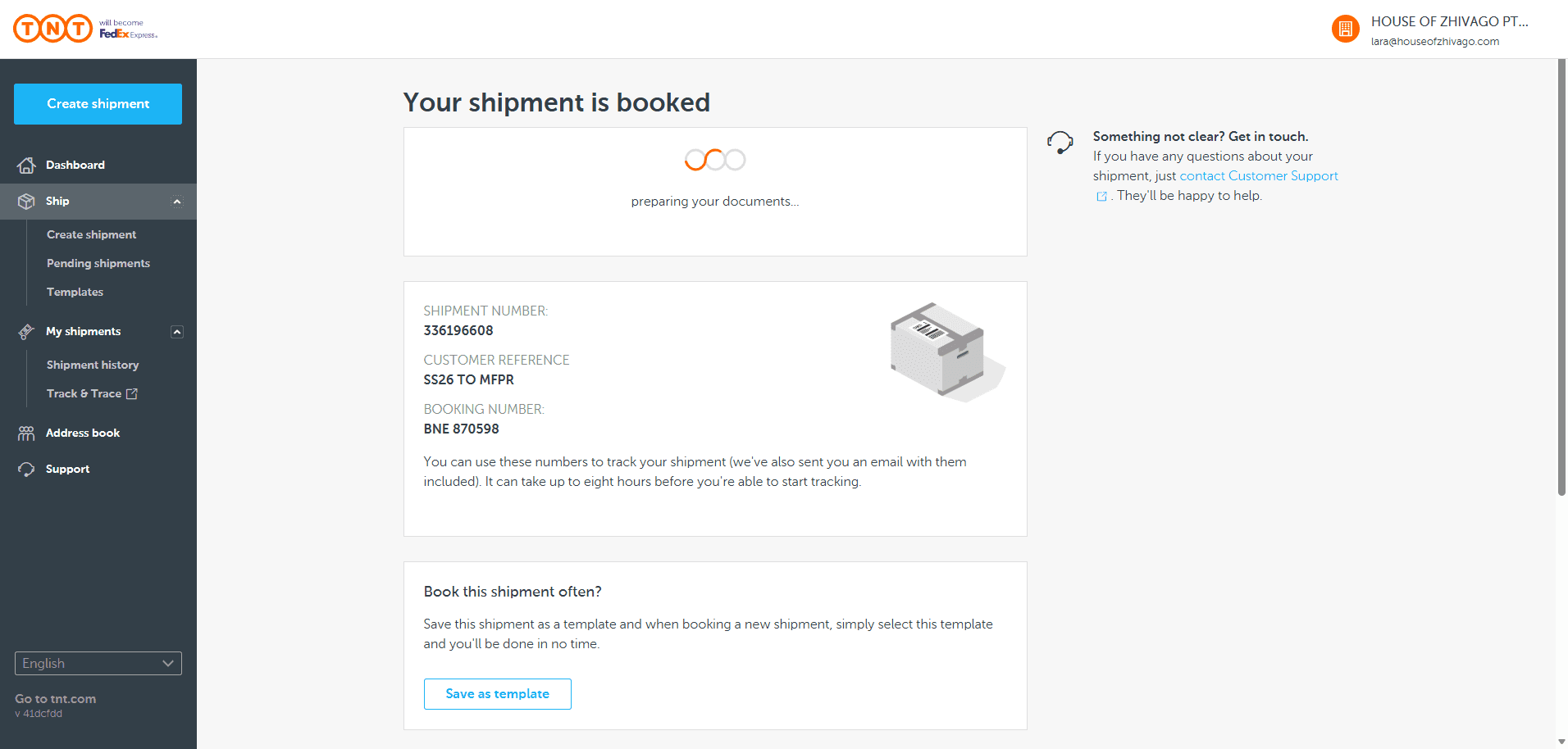 Step #37: Click on "SHIPMENT NUMBER"
