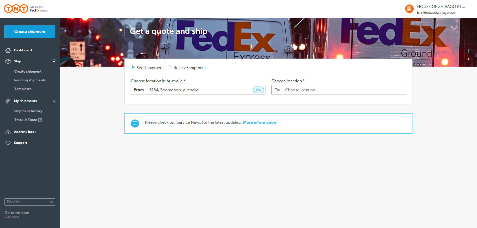 Step #5: Click on "Create shipment"
