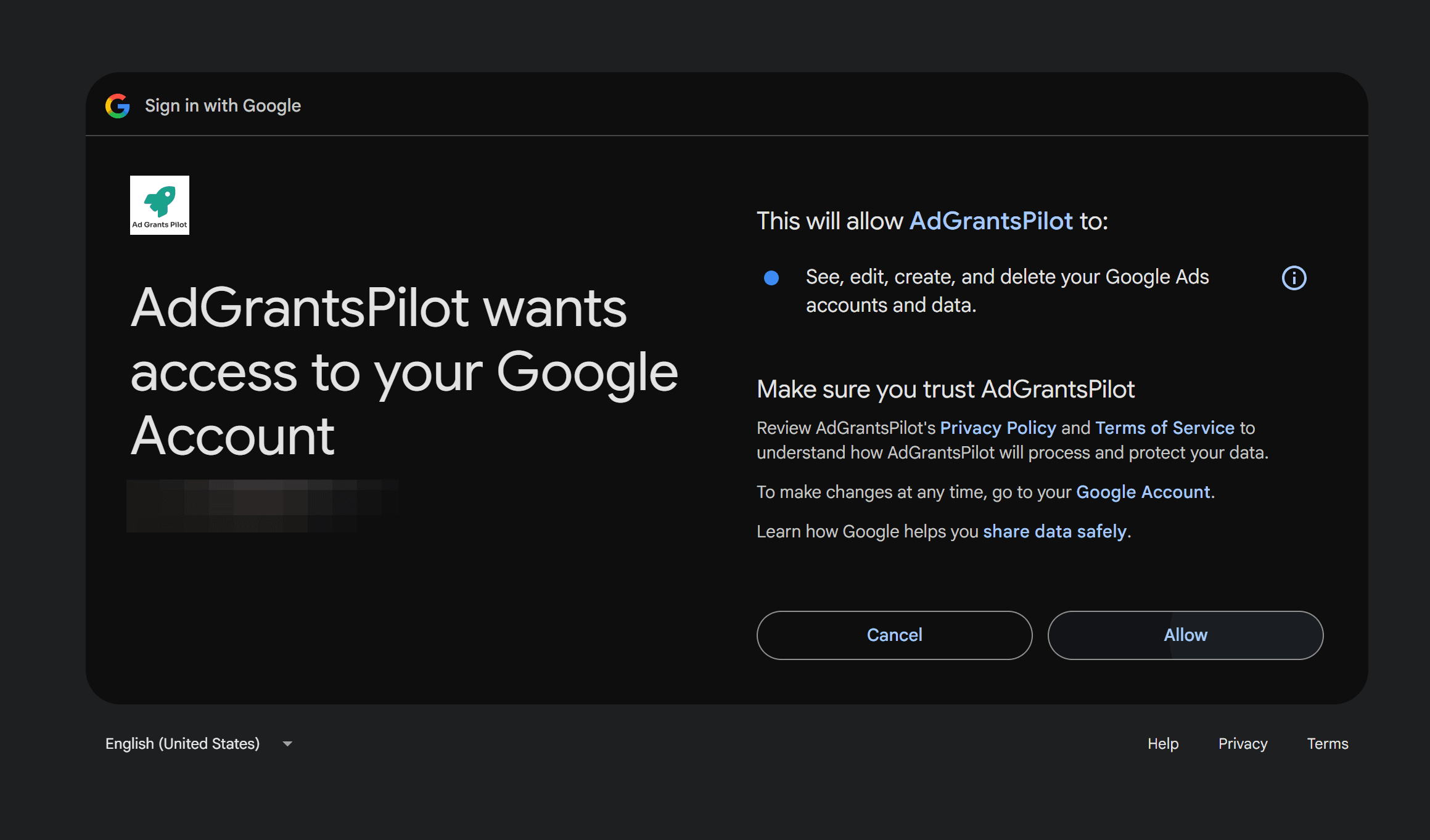 Step #4: Verify your identity if prompted, review the permissions, and click Allow.