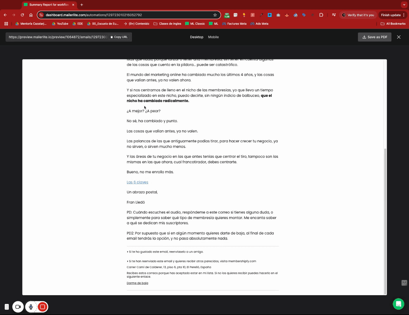 Step #10: Haz clic en 'View report' para un correo electrónico de la lista para mostrar su contenido.