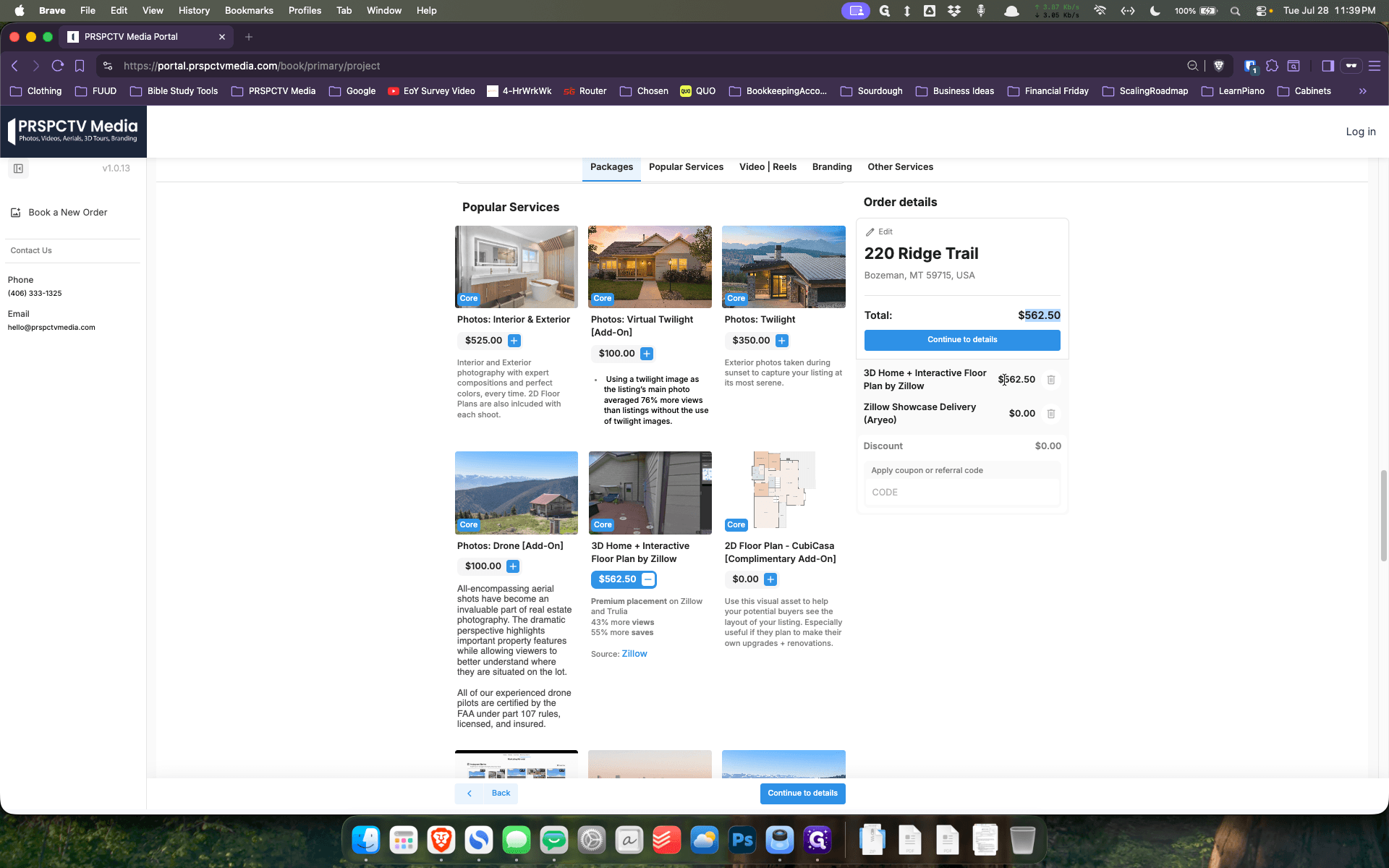 Step #10: Review the final à la carte pricing in the Order Details sidebar.
