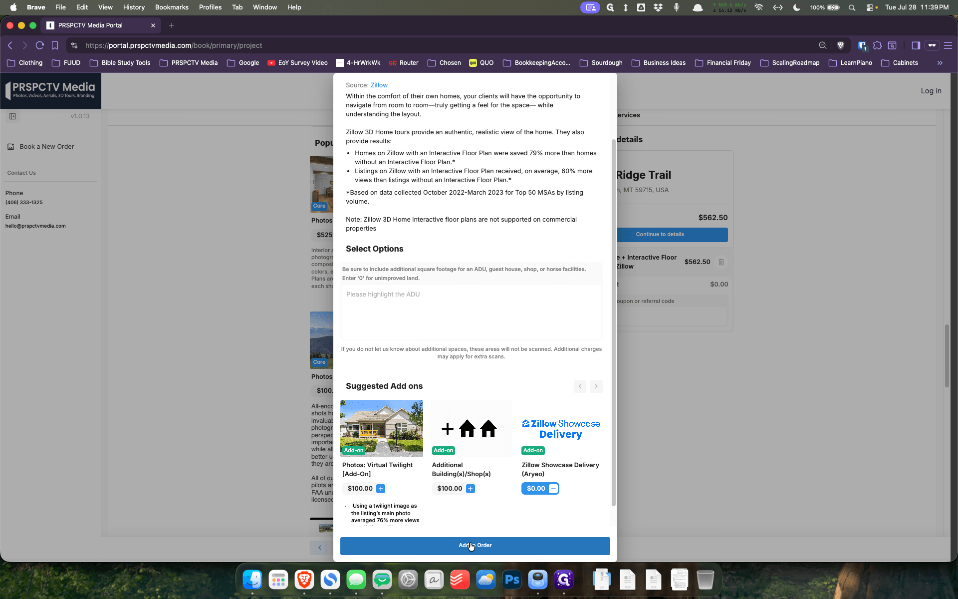 Step #8: Click Add to Order at the bottom of the modal.