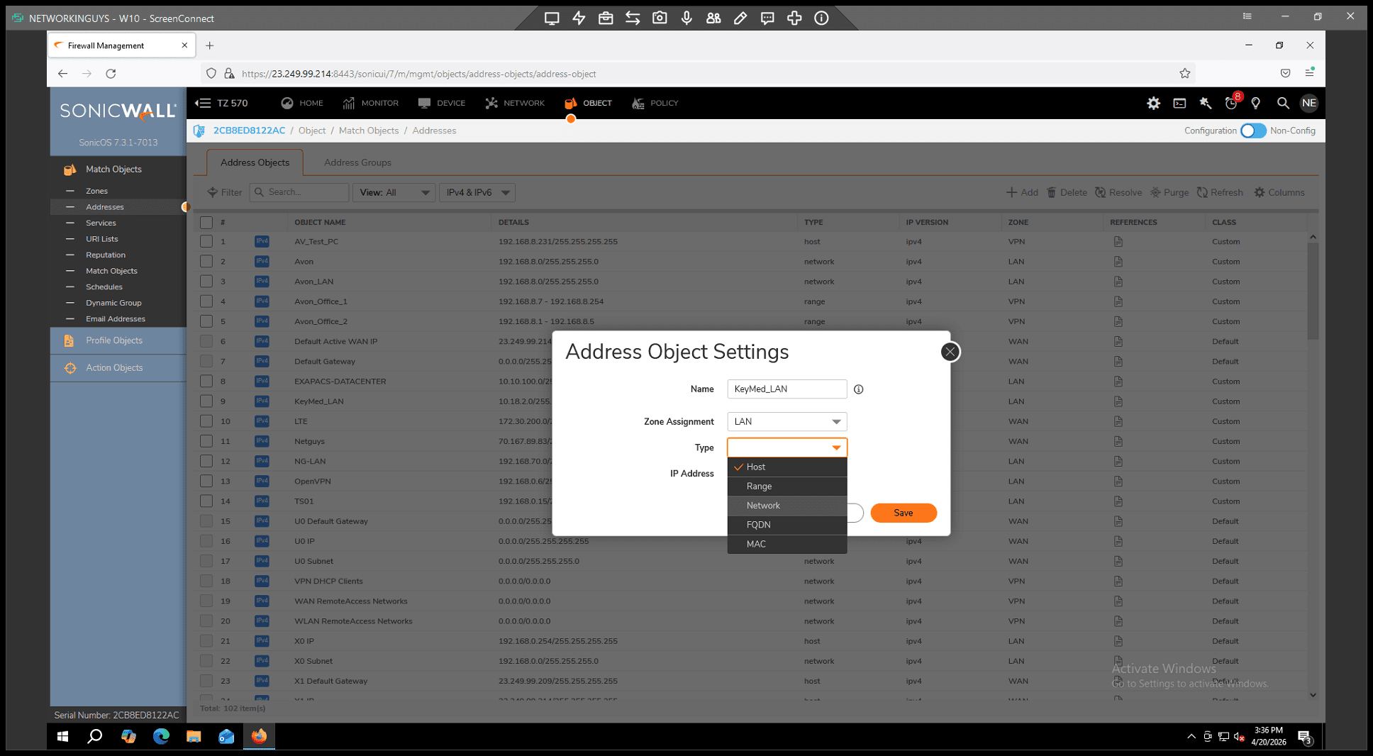 Step #7: Select Network