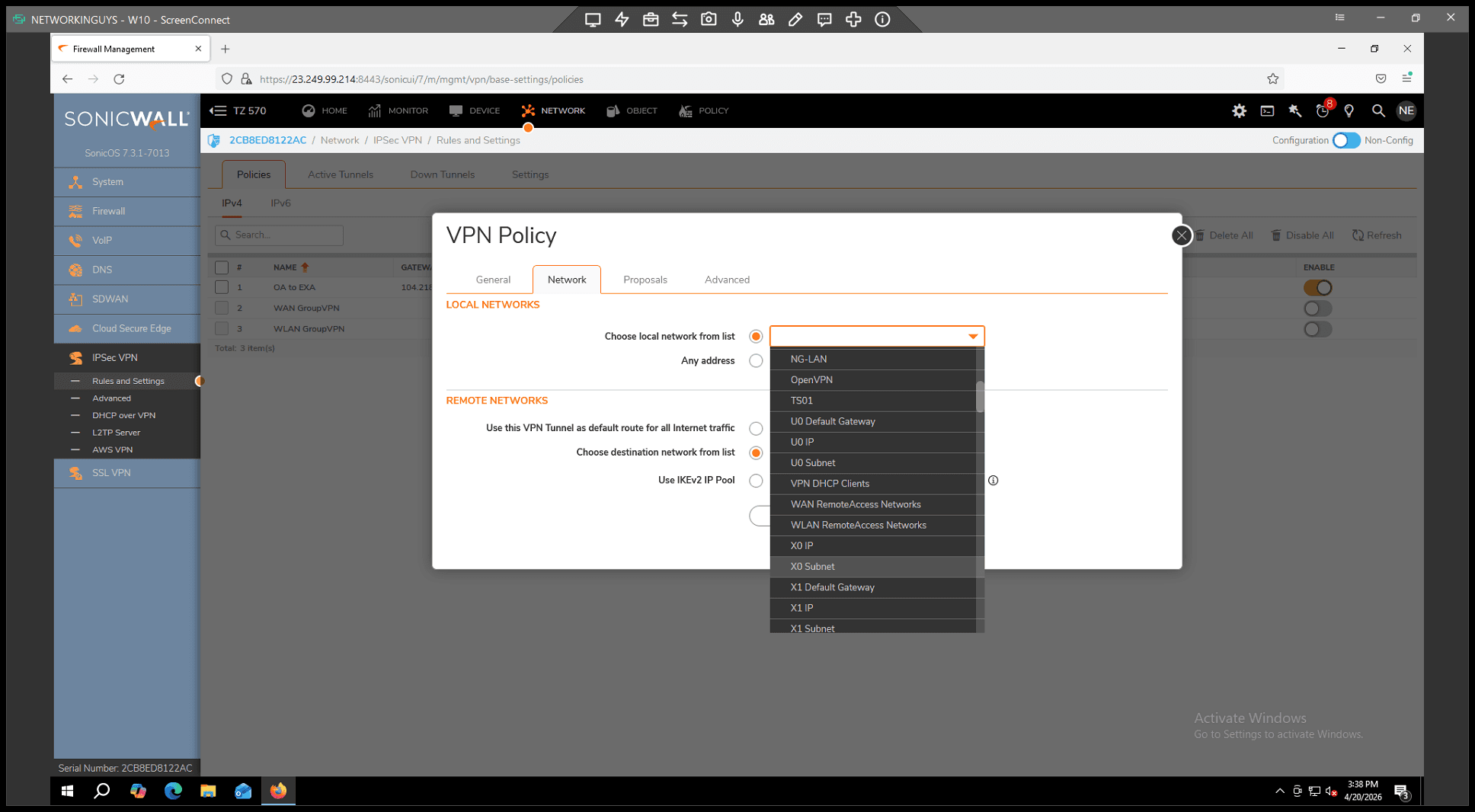 Step #25: Select your local network