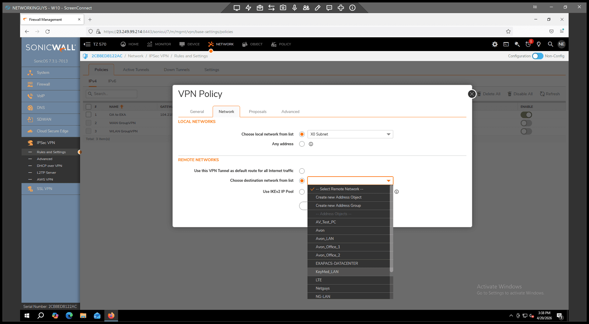 Step #28: select the address object you created earlier