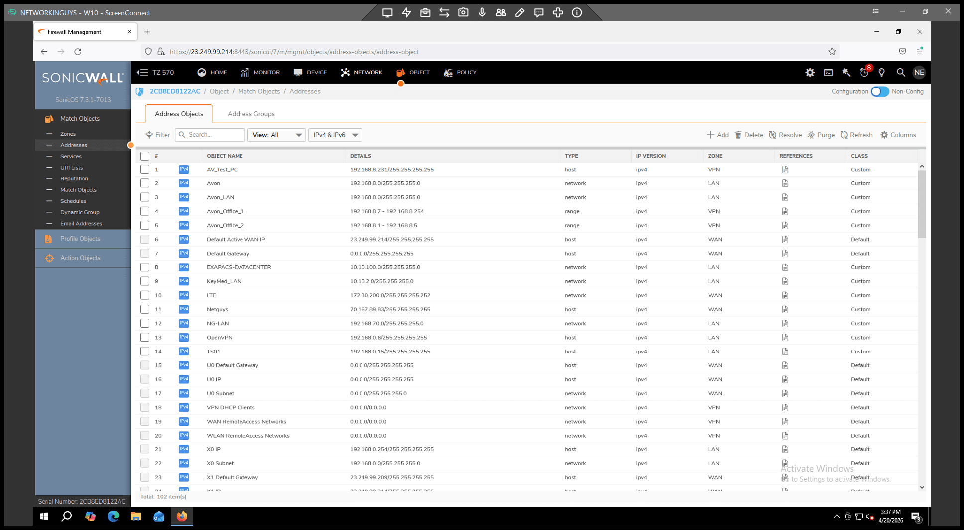 Step #13: Click NETWORK in the top navigation bar