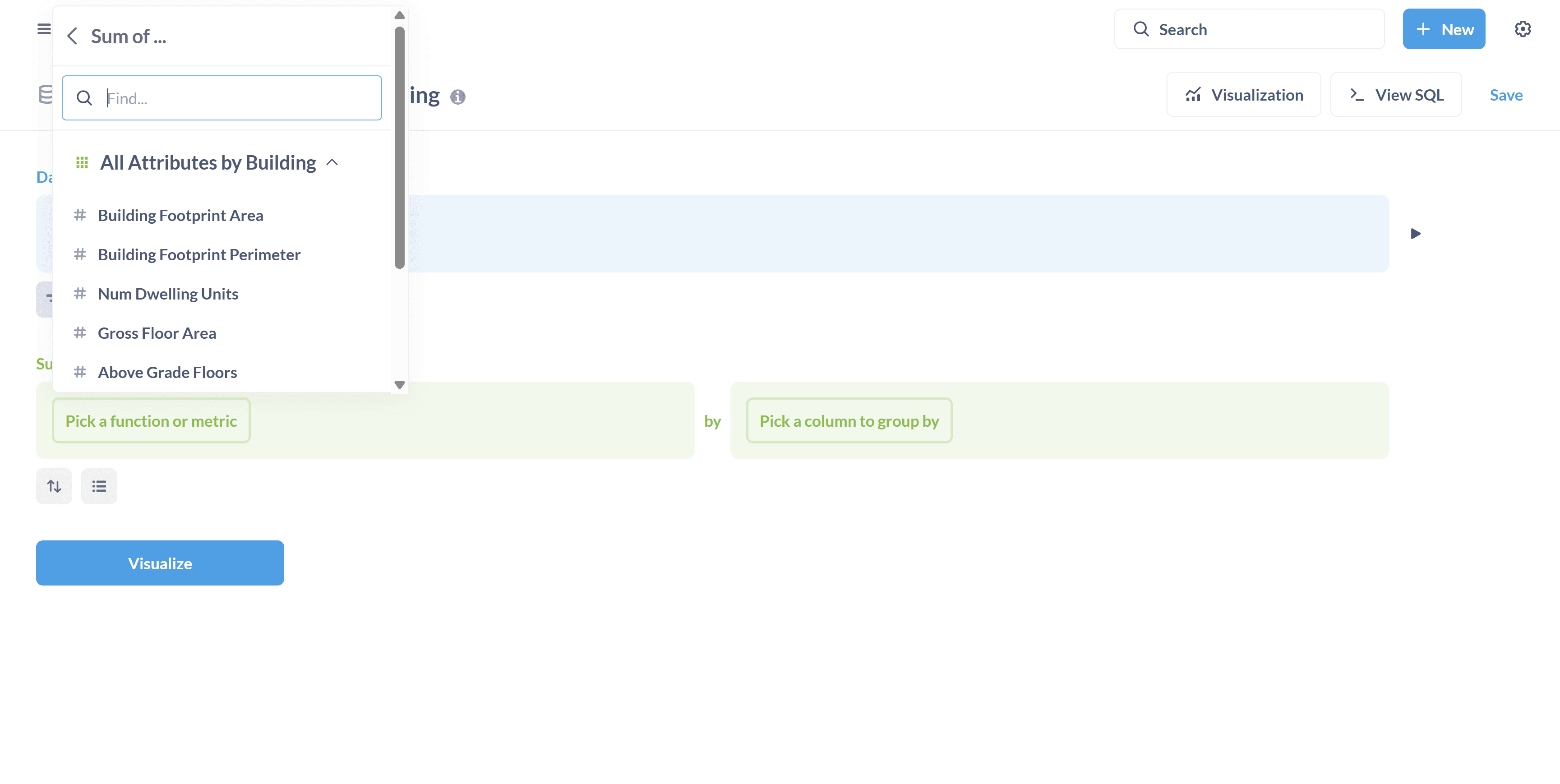 Step #12: Click on "Sum Of," then select "Sum of Num Dwelling Units."