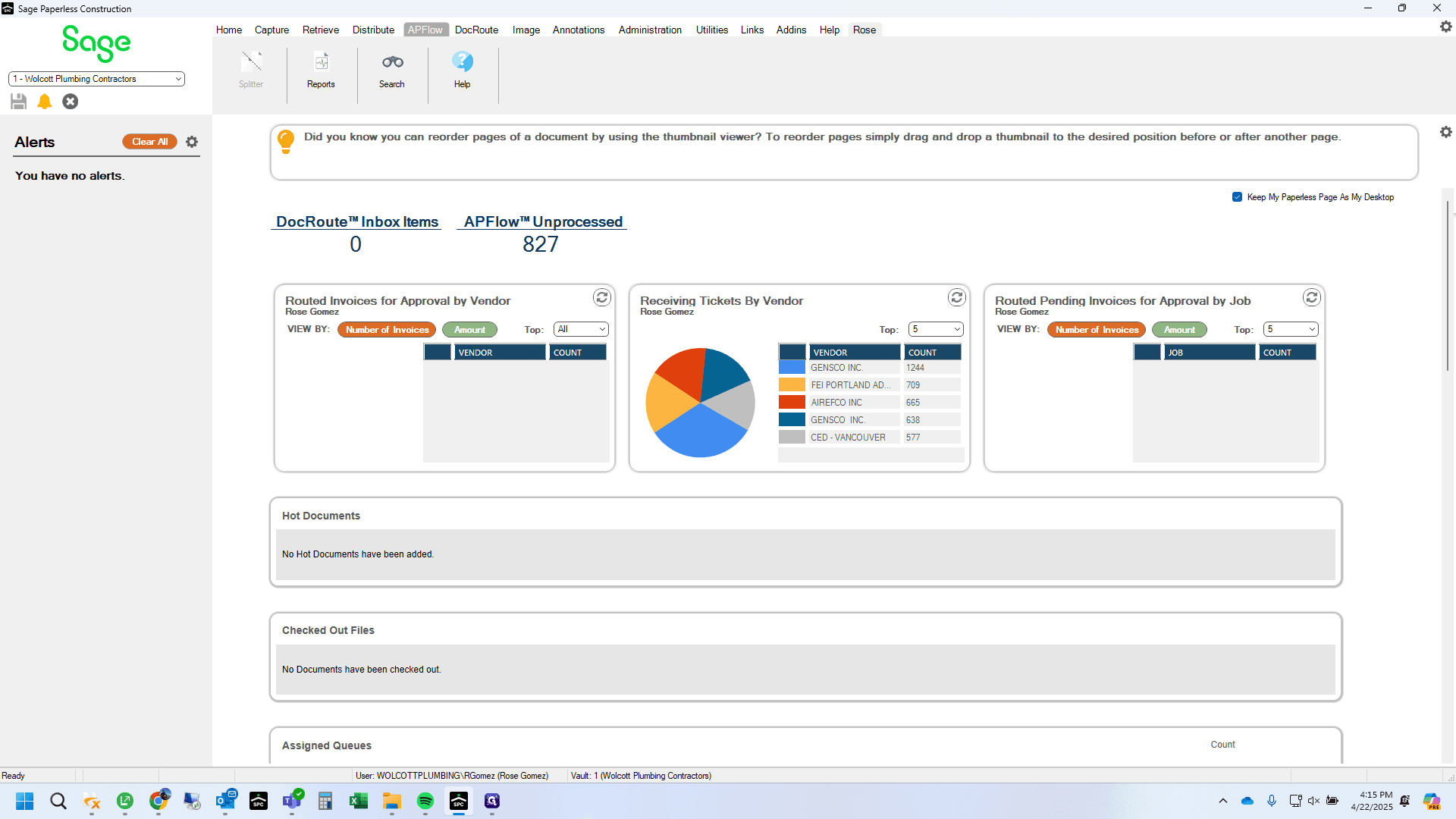 Step #8: Now, locate the checks you just split. Click on "APFlow"