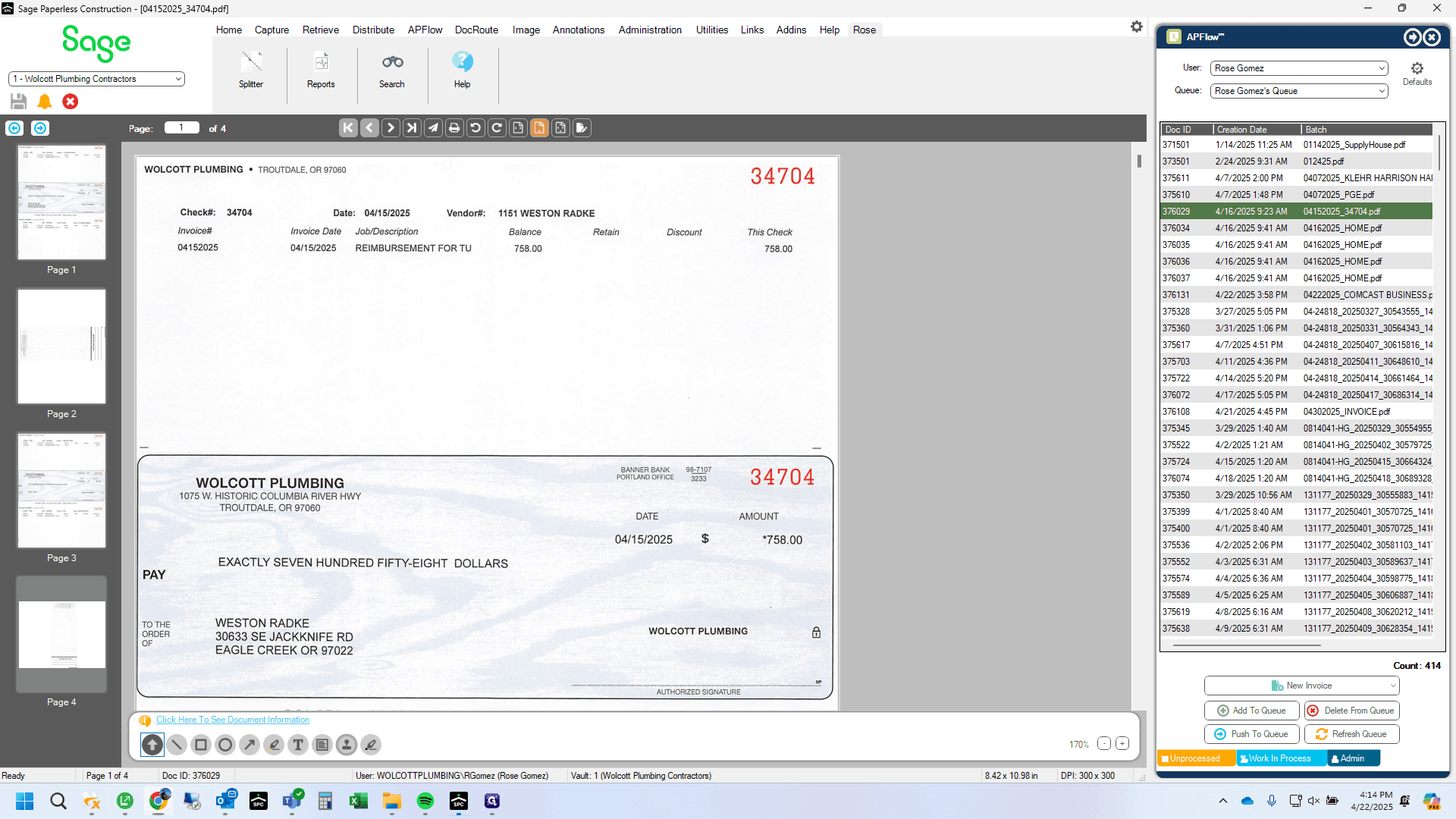 Step #1: To Index Checks, first split them and delete the back image